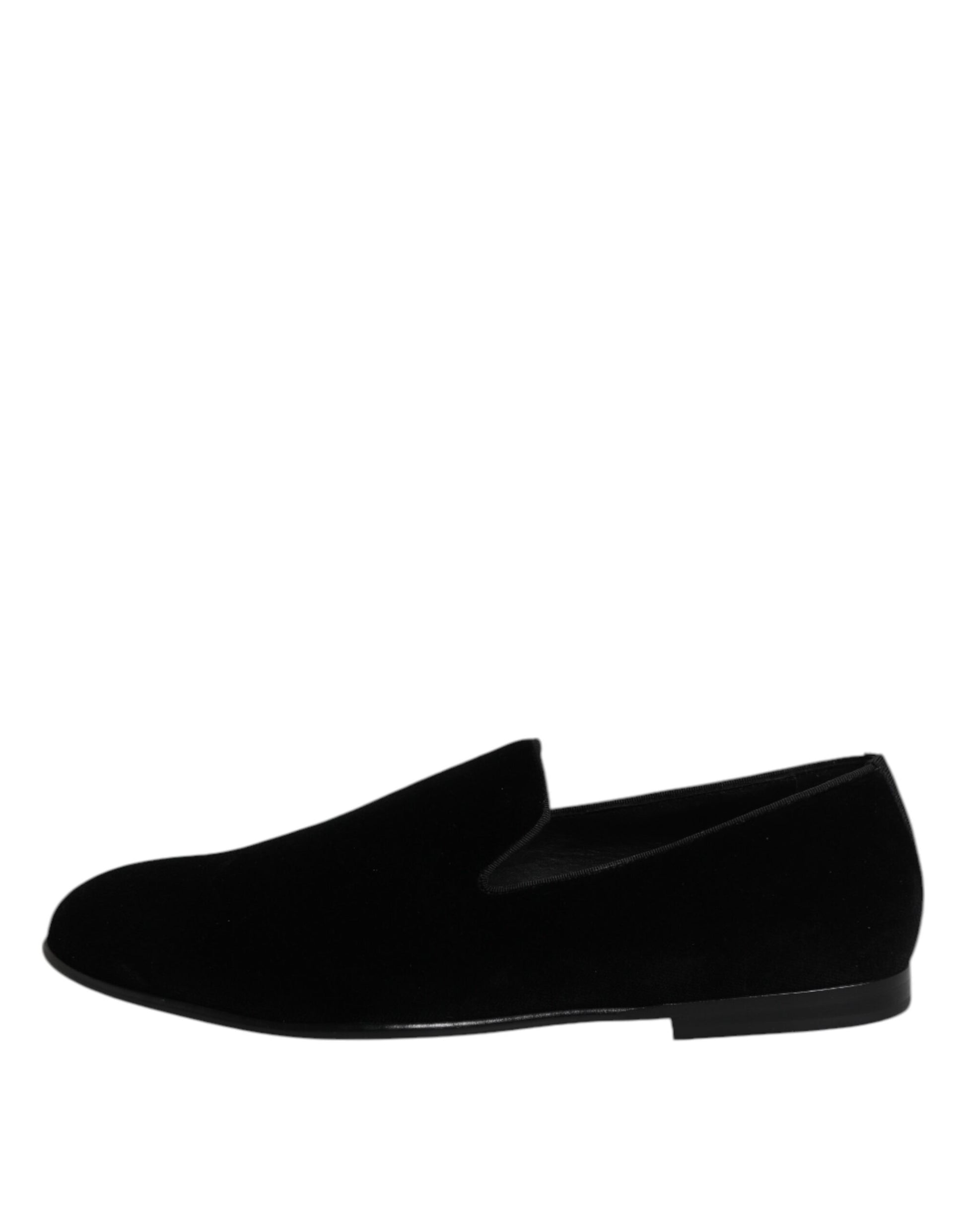 Dolce & Gabbana Black Velvet Slip On Loafers Formal Shoes Curated Luxury Accessories by Orvyn