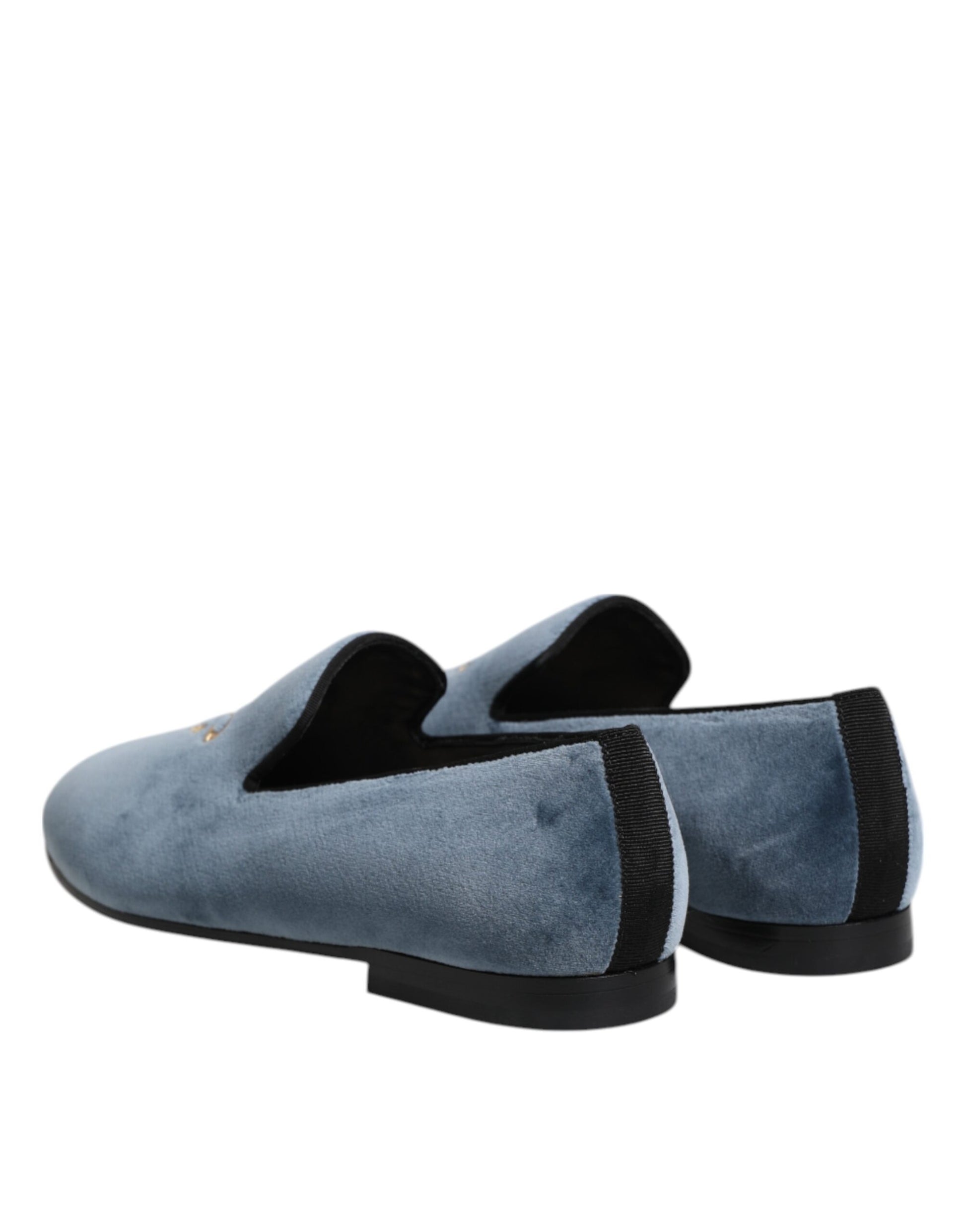 Dolce & Gabbana Blue Velvet DG Logo Loafers Formal Shoes Curated Luxury Accessories by Orvyn