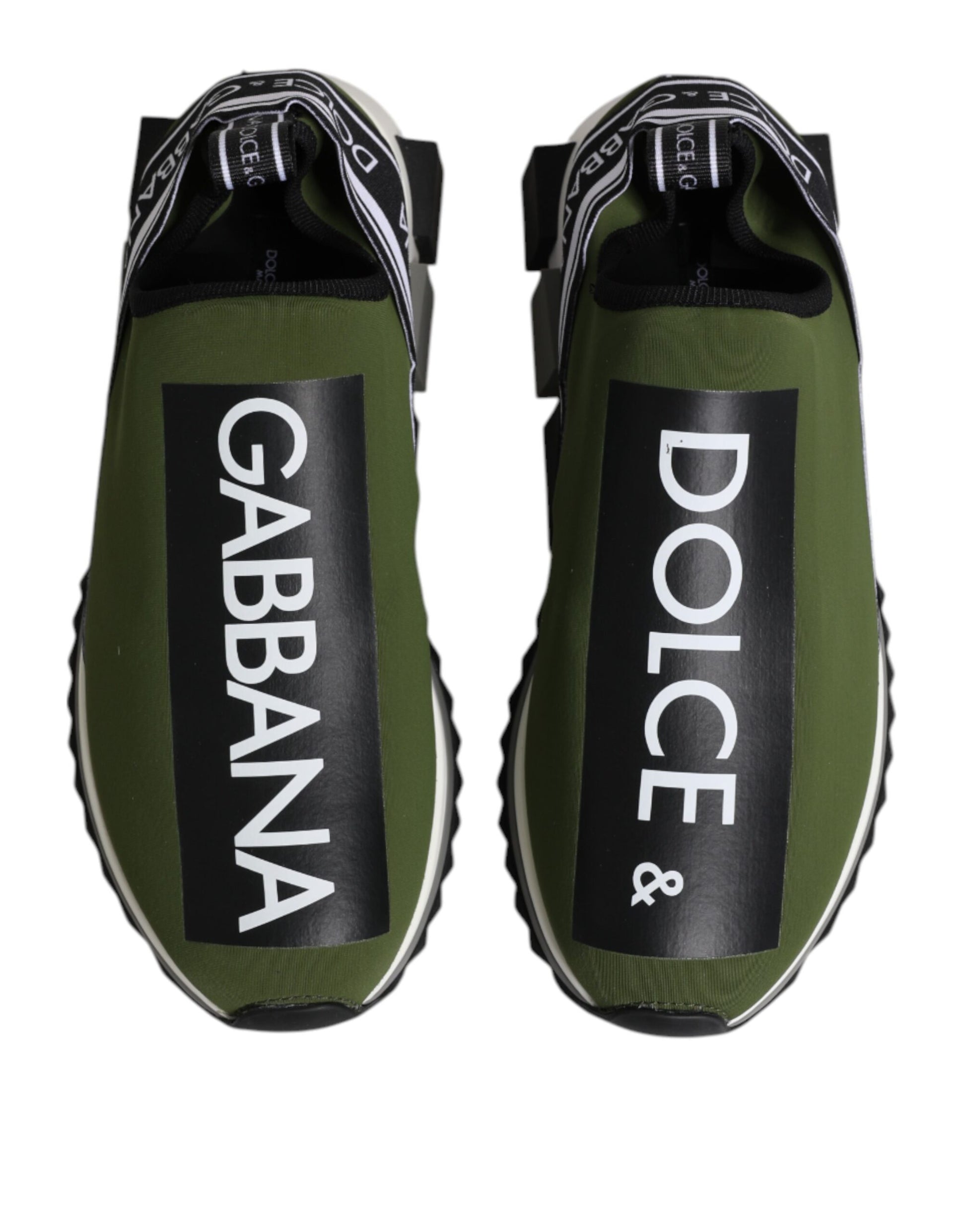 Dolce & Gabbana Green Black Slip On Sorrento Sneakers Shoes Curated Luxury Accessories by Orvyn