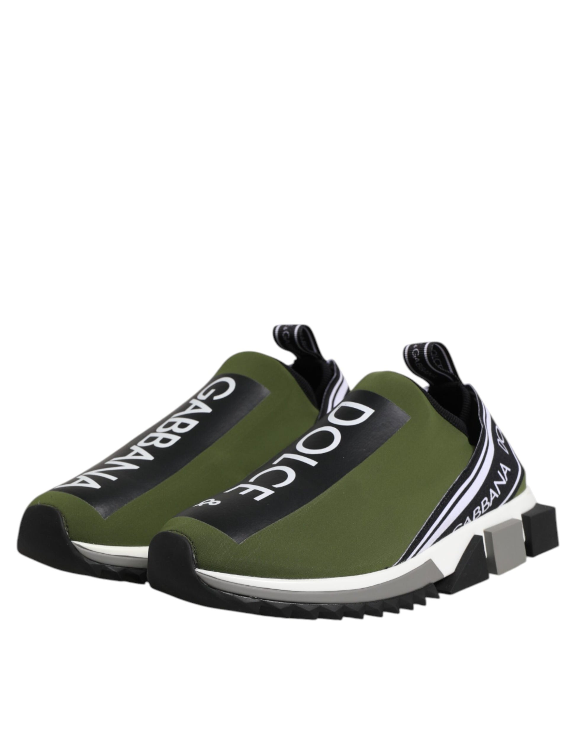 Dolce & Gabbana Green Black Slip On Sorrento Sneakers Shoes Curated Luxury Accessories by Orvyn