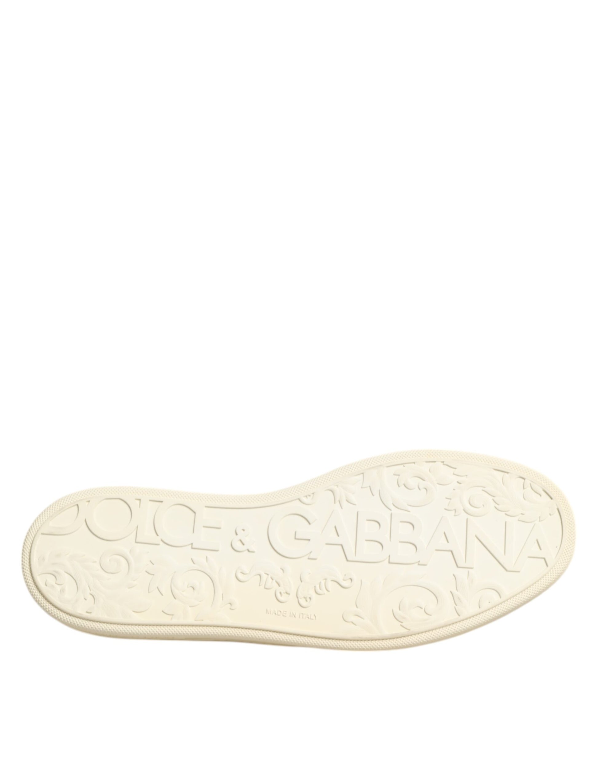 Dolce & Gabbana Black Leather Bee Crown Low Top Sneakers Shoes Curated Luxury Accessories by Orvyn