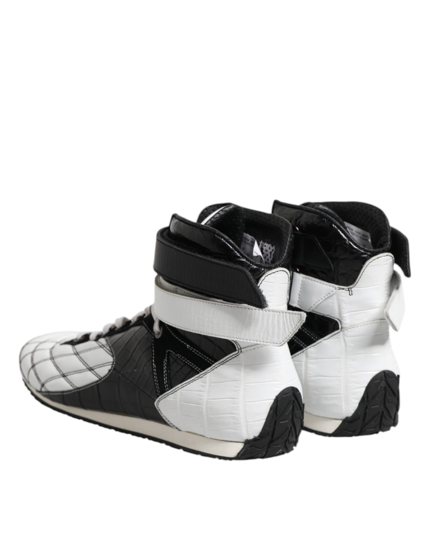 Dolce & Gabbana Black White Leather High Top Sneakers Shoes Curated Luxury Accessories by Orvyn