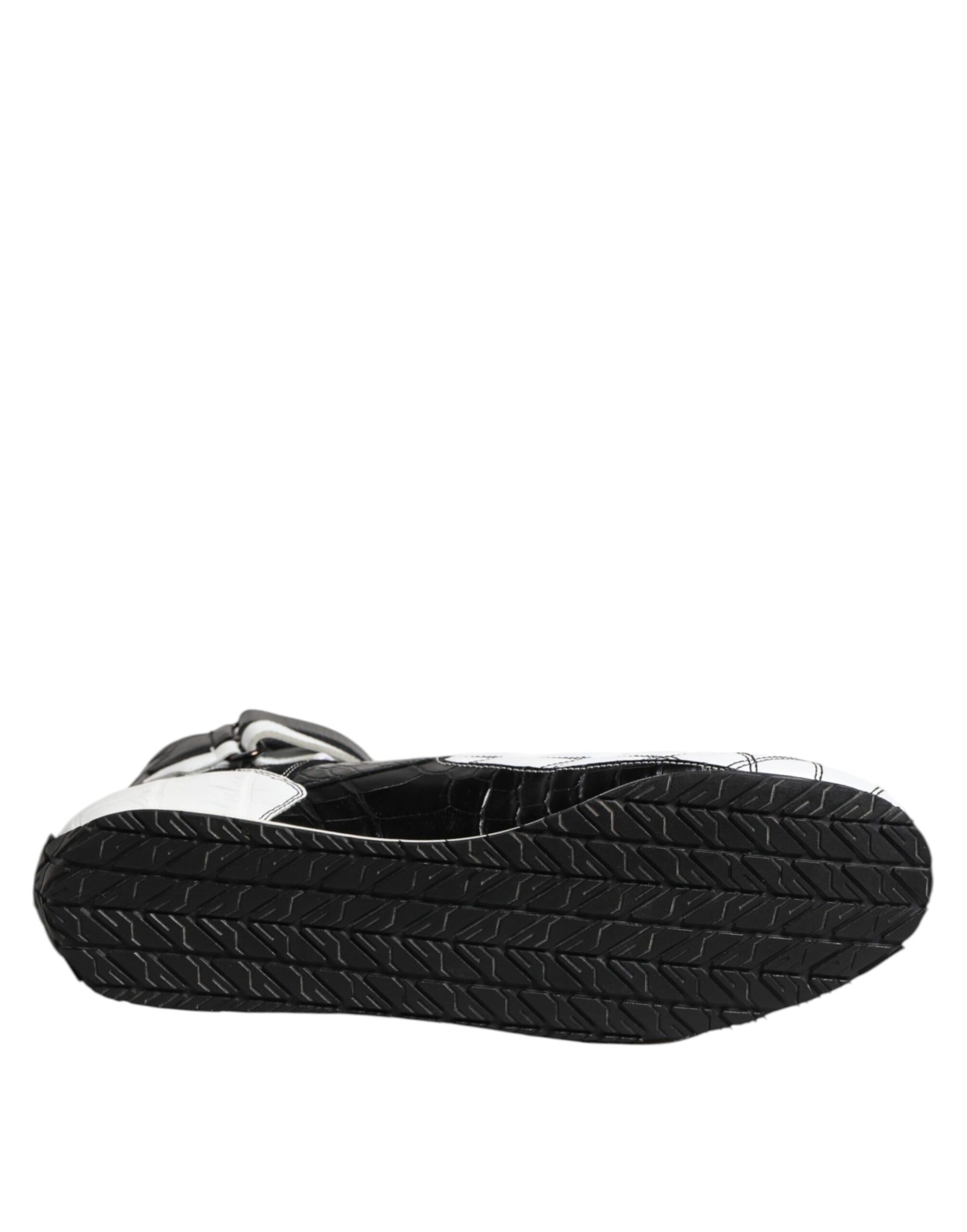 Dolce & Gabbana Black White Leather High Top Sneakers Shoes Curated Luxury Accessories by Orvyn