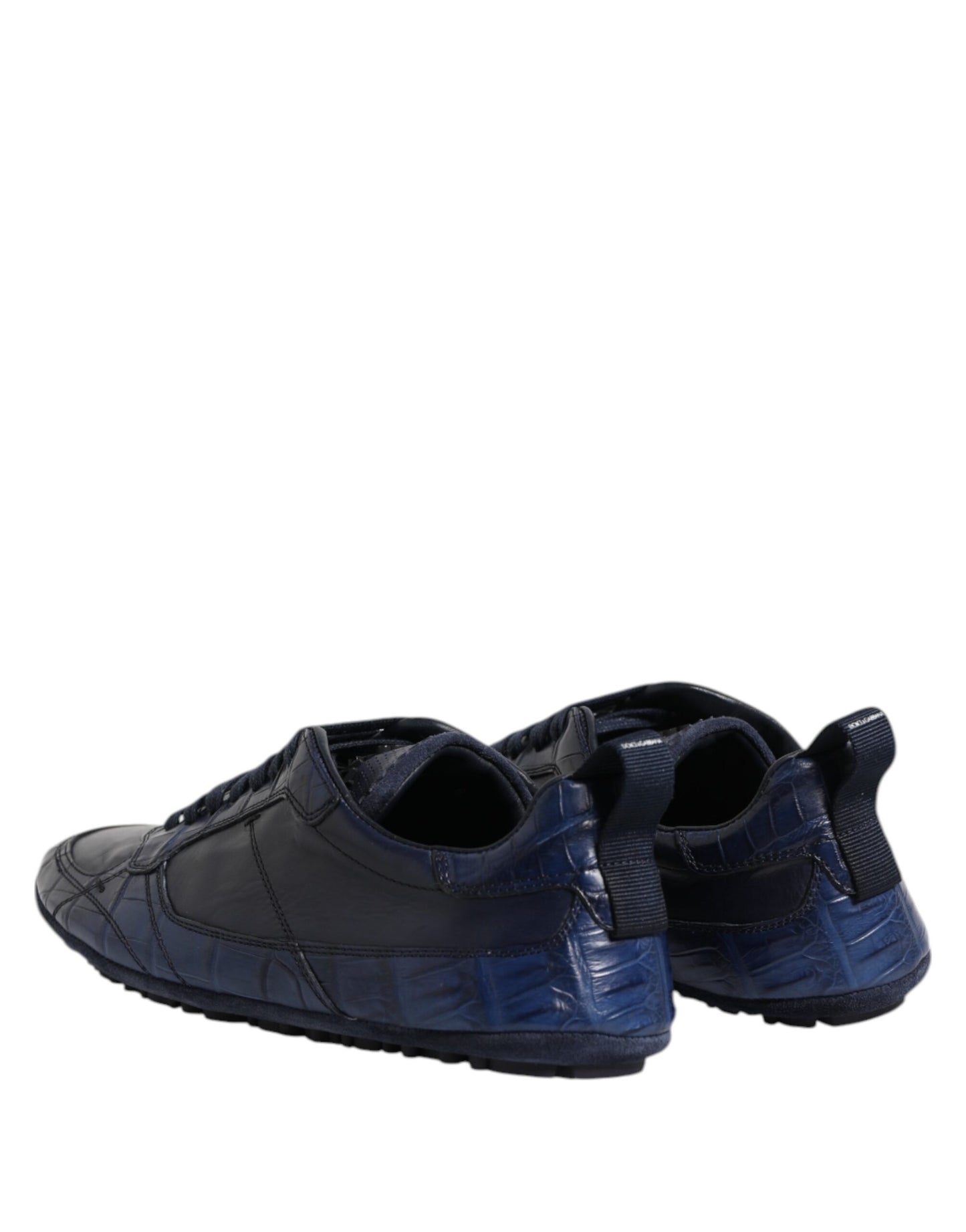 Dolce & Gabbana Dark Blue Leather Low Top Men Sneakers Shoes Curated Luxury Accessories by Orvyn