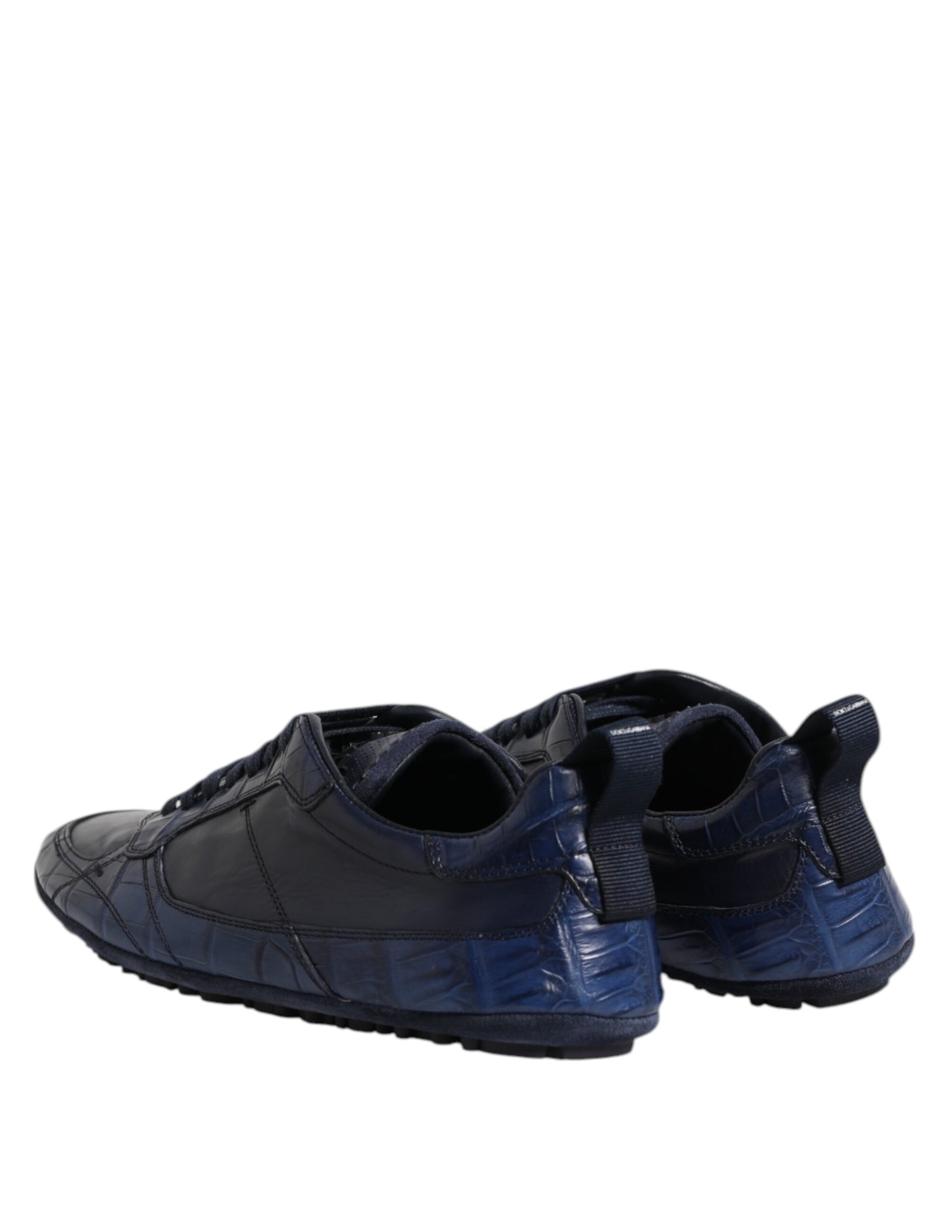 Dolce & Gabbana Dark Blue Leather Low Top Men Sneakers Shoes Curated Luxury Accessories by Orvyn