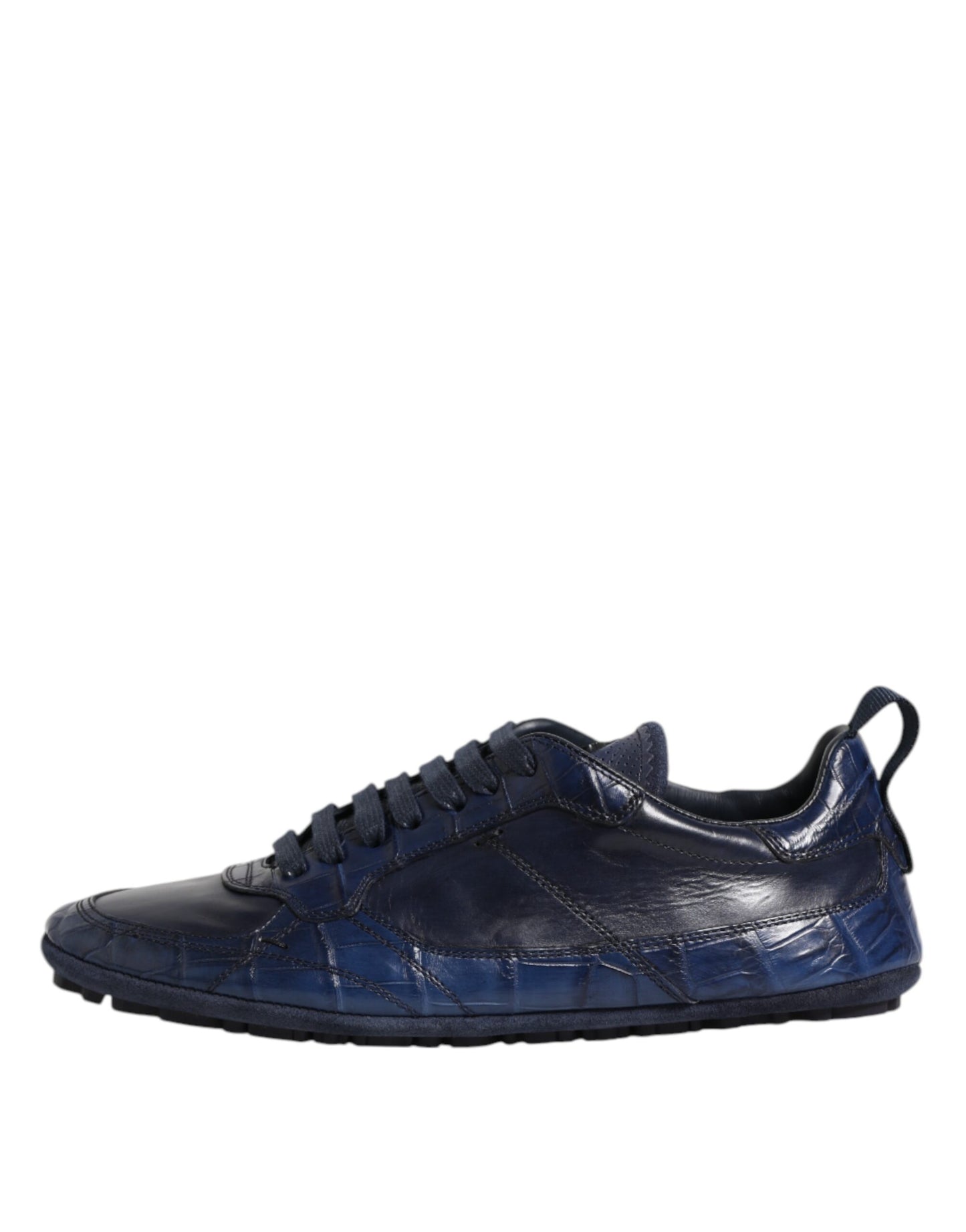 Dolce & Gabbana Dark Blue Leather Low Top Men Sneakers Shoes Curated Luxury Accessories by Orvyn