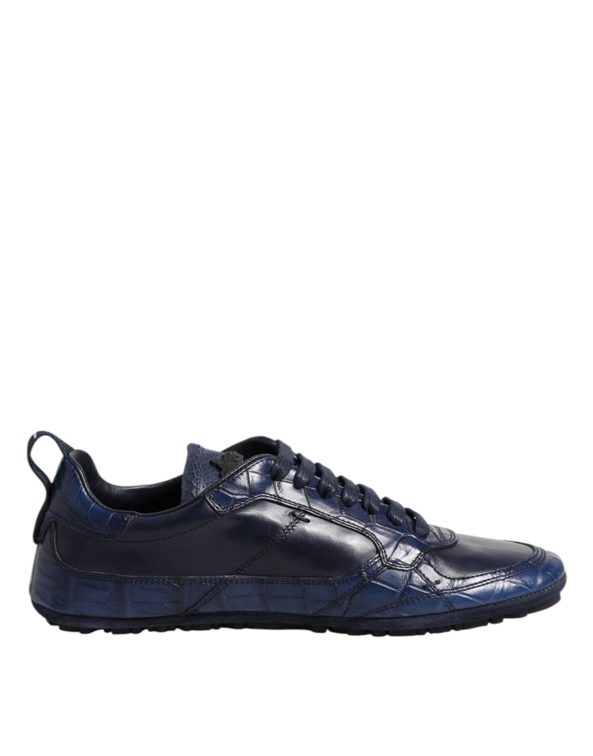 Dolce & Gabbana Dark Blue Leather Low Top Men Sneakers Shoes Curated Luxury Accessories by Orvyn