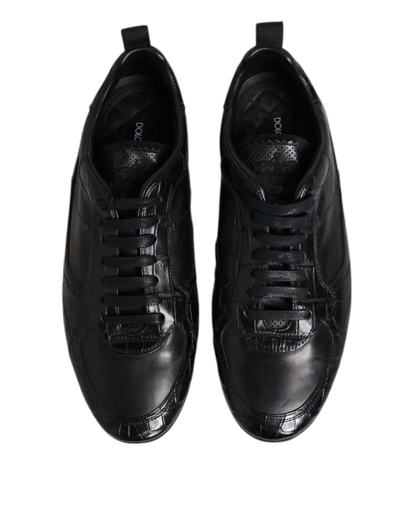Dolce & Gabbana Black Exotic Leather Low Top Sneakers Shoes Curated Luxury Accessories by Orvyn