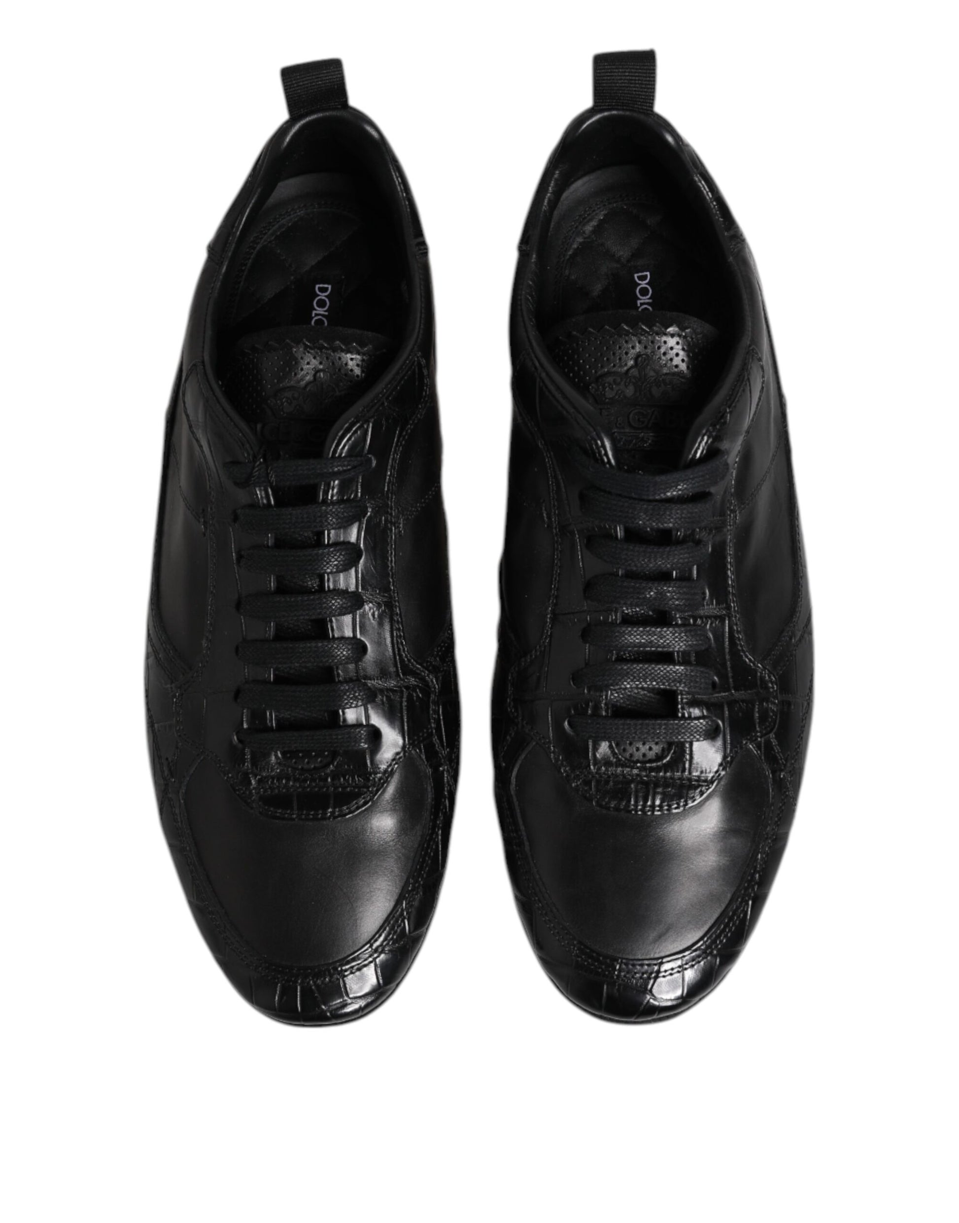 Dolce & Gabbana Black Exotic Leather Low Top Sneakers Shoes Curated Luxury Accessories by Orvyn