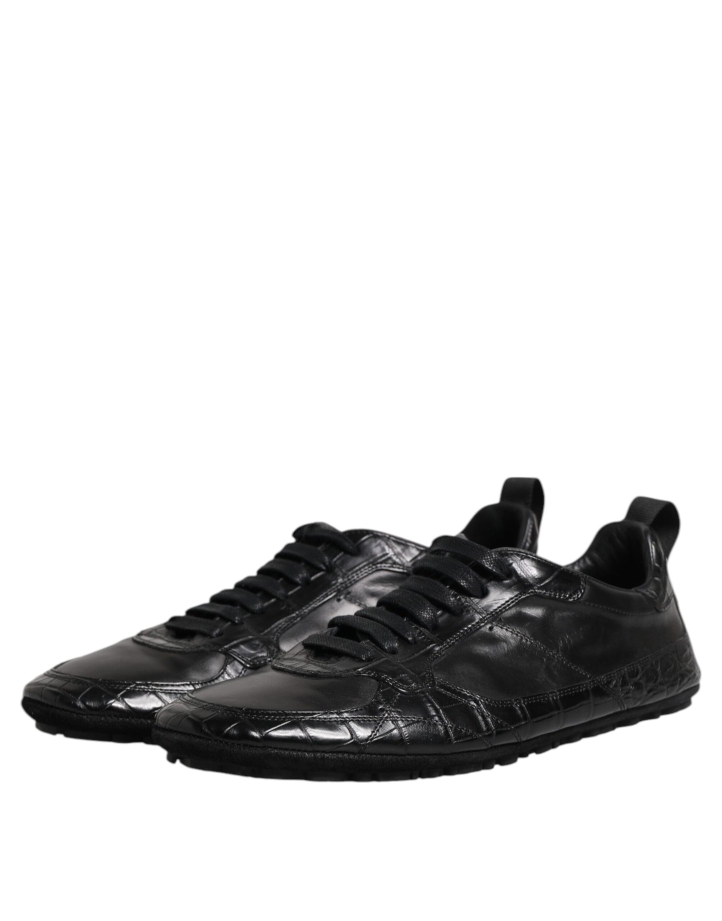 Dolce & Gabbana Black Exotic Leather Low Top Sneakers Shoes Curated Luxury Accessories by Orvyn