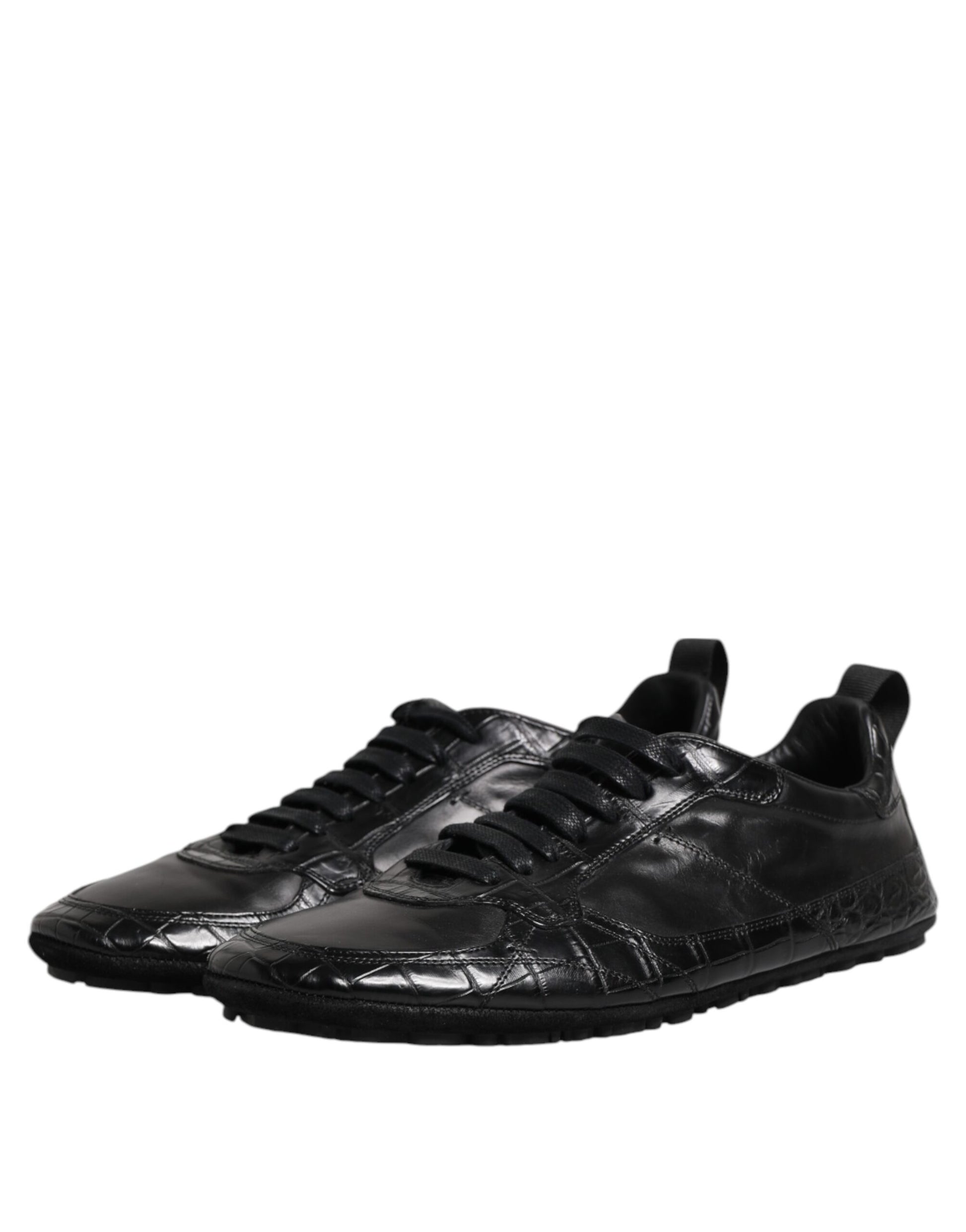 Dolce & Gabbana Black Exotic Leather Low Top Sneakers Shoes Curated Luxury Accessories by Orvyn