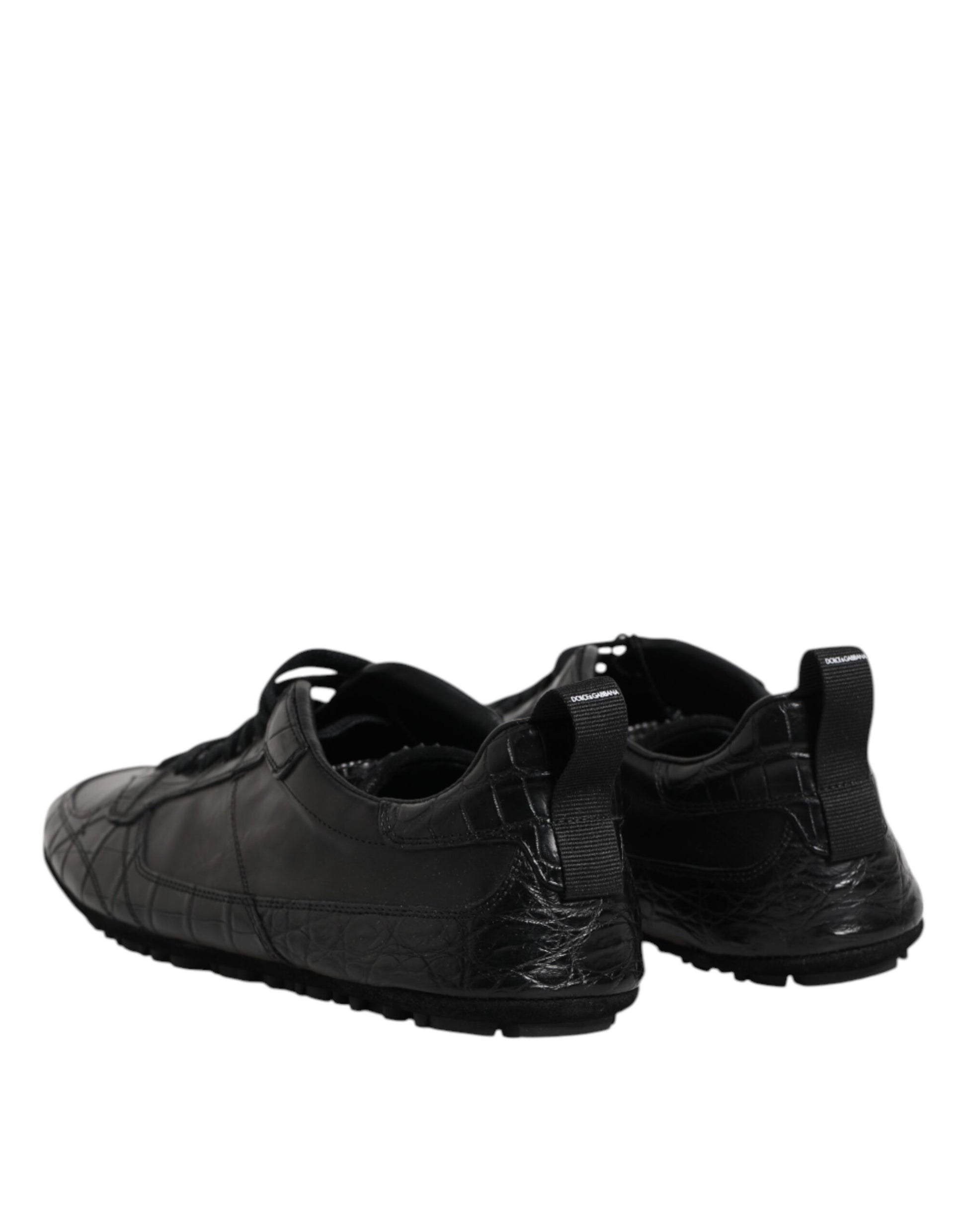 Dolce & Gabbana Black Exotic Leather Low Top Sneakers Shoes Curated Luxury Accessories by Orvyn