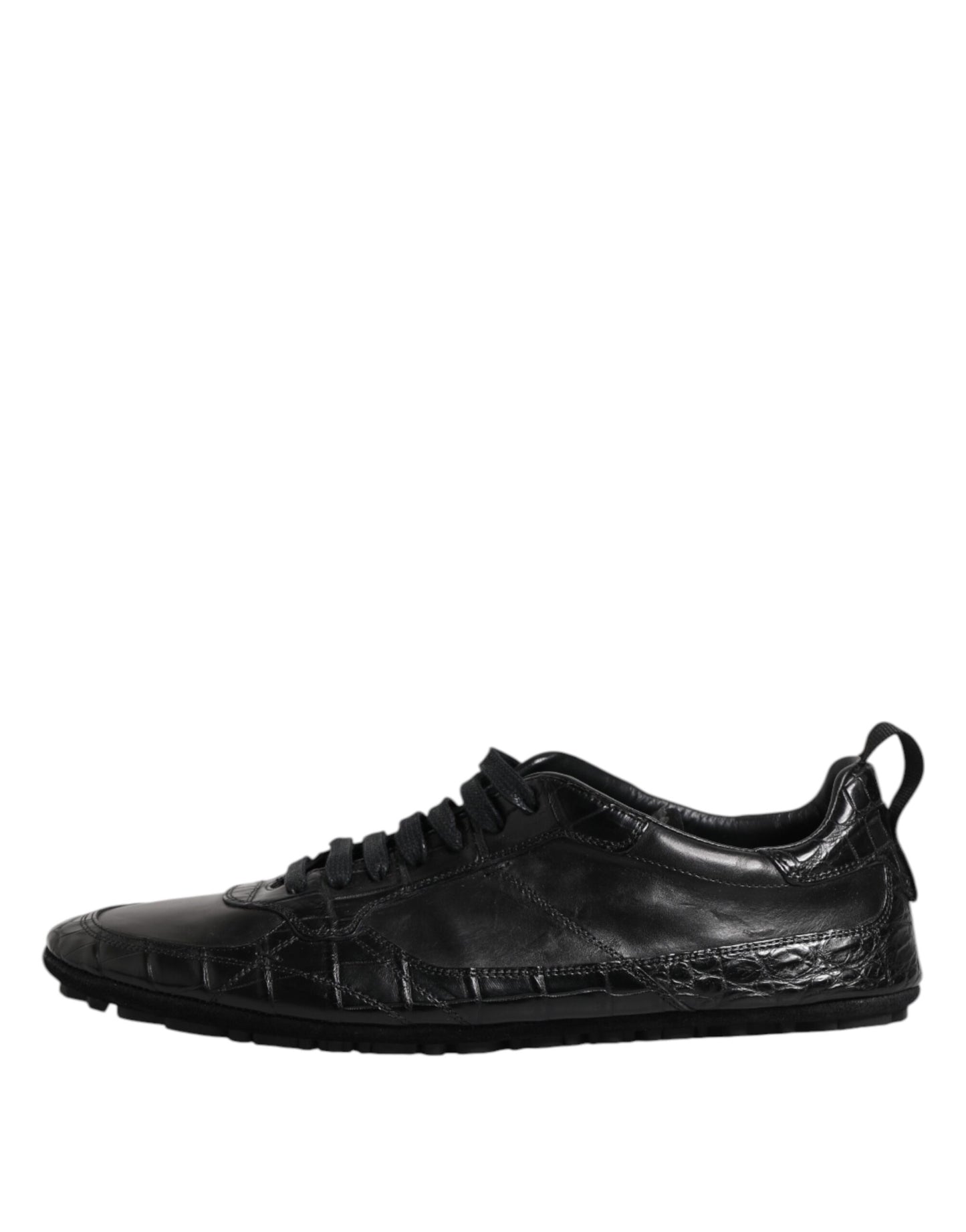 Dolce & Gabbana Black Exotic Leather Low Top Sneakers Shoes Curated Luxury Accessories by Orvyn