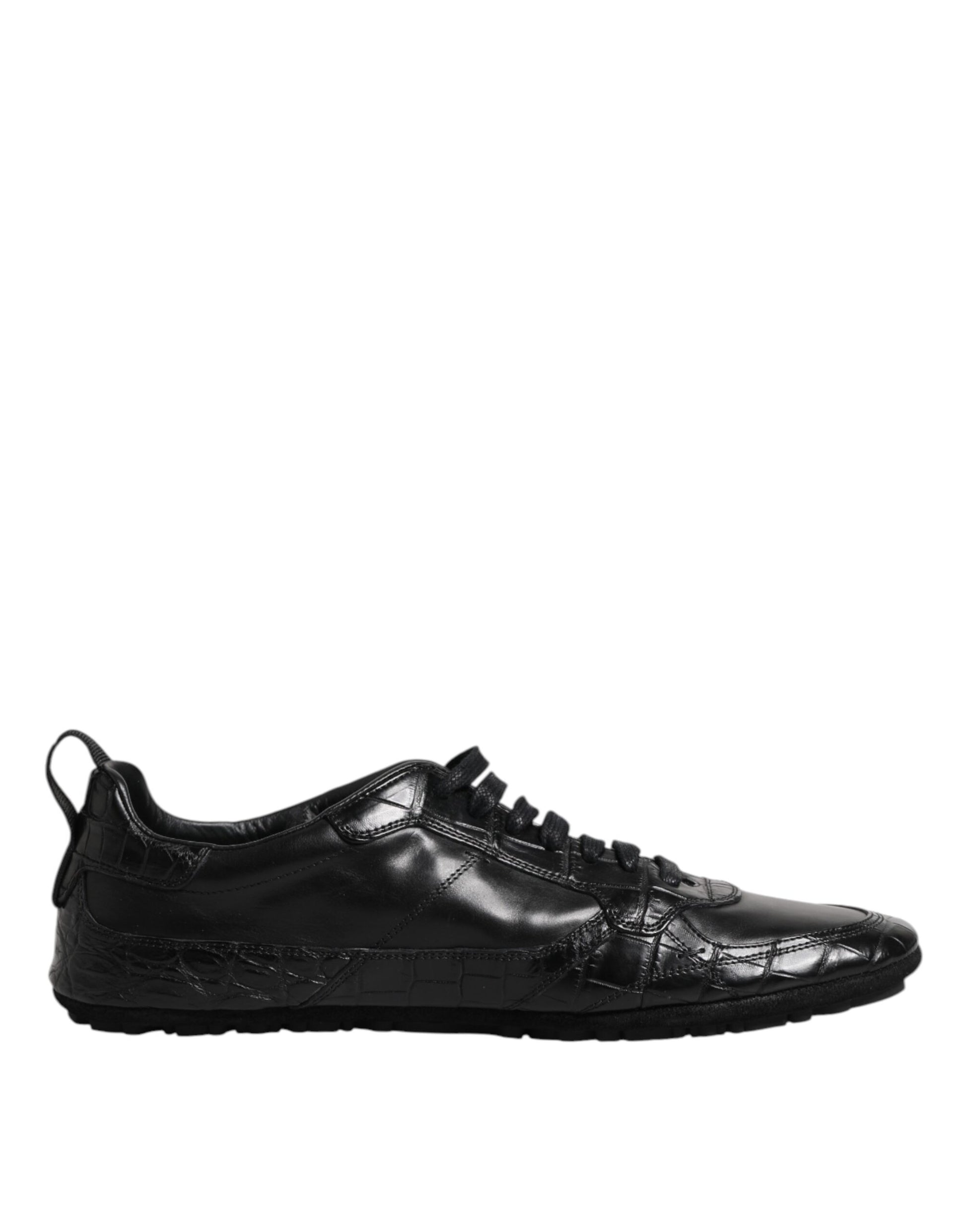 Dolce & Gabbana Black Exotic Leather Low Top Sneakers Shoes Curated Luxury Accessories by Orvyn