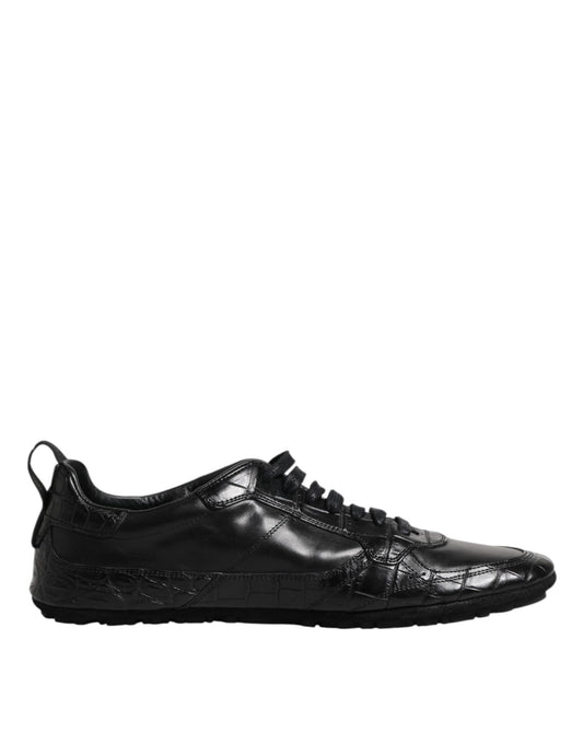 Dolce & Gabbana Black Exotic Leather Low Top Sneakers Shoes Curated Luxury Accessories by Orvyn