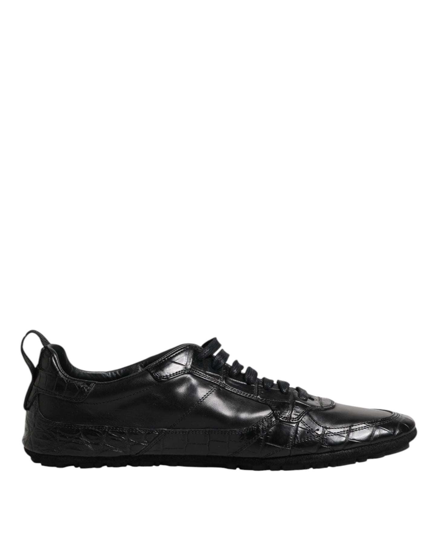 Dolce & Gabbana Black Exotic Leather Low Top Sneakers Shoes Curated Luxury Accessories by Orvyn