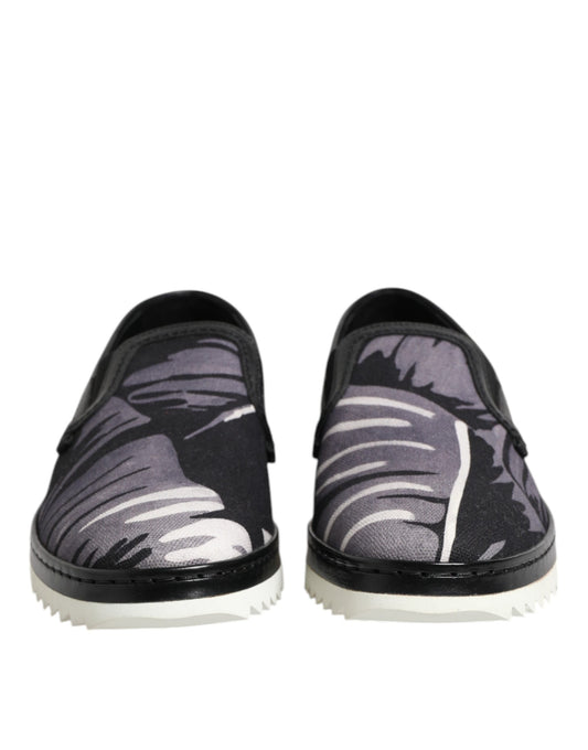 Dolce & Gabbana Black Tropical Slip On Men Sneakers Shoes Curated Luxury Accessories by Orvyn