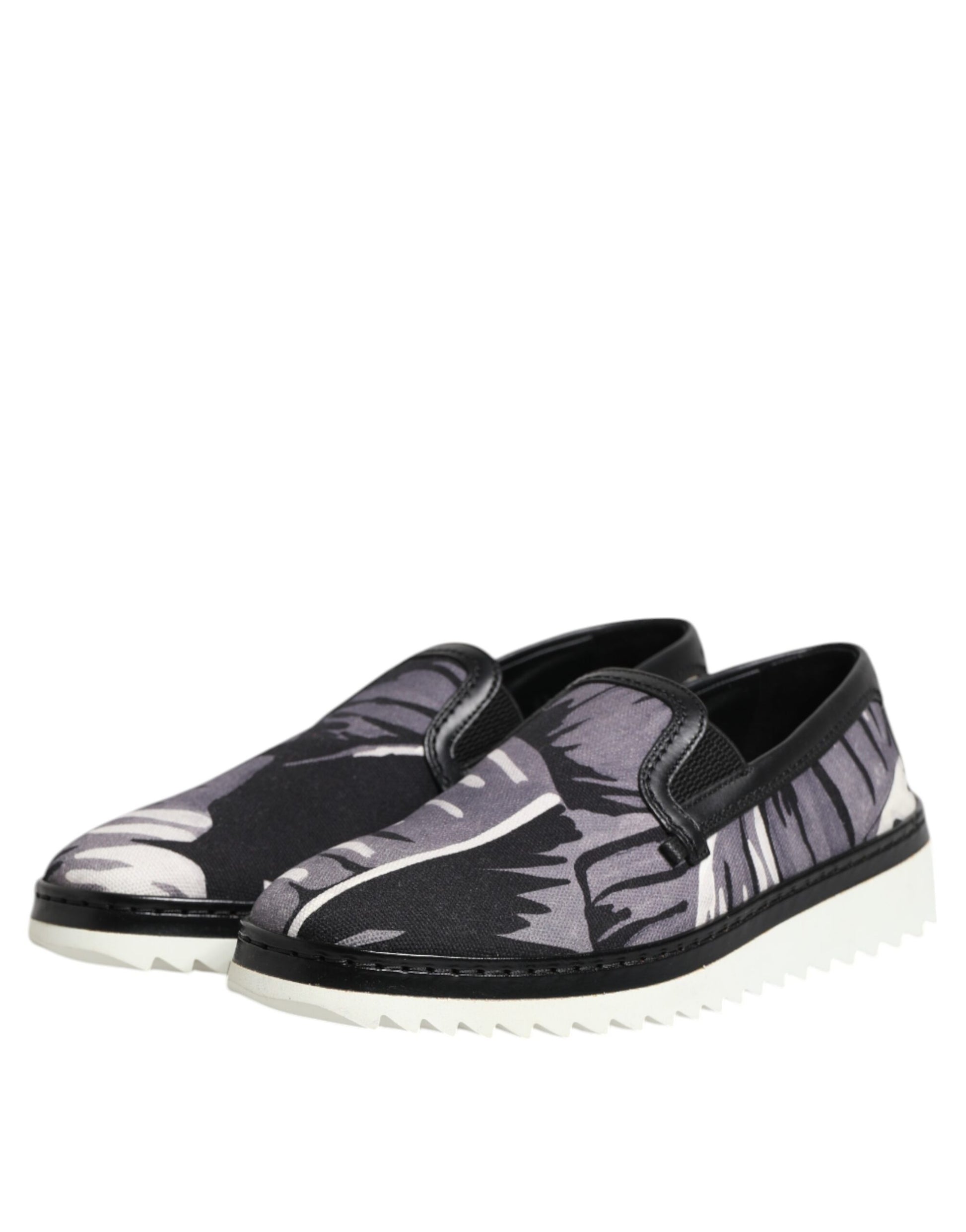 Dolce & Gabbana Black Tropical Slip On Men Sneakers Shoes Curated Luxury Accessories by Orvyn