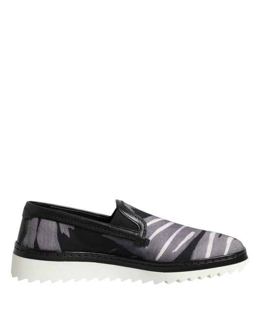 Dolce & Gabbana Black Tropical Slip On Men Sneakers Shoes Curated Luxury Accessories by Orvyn