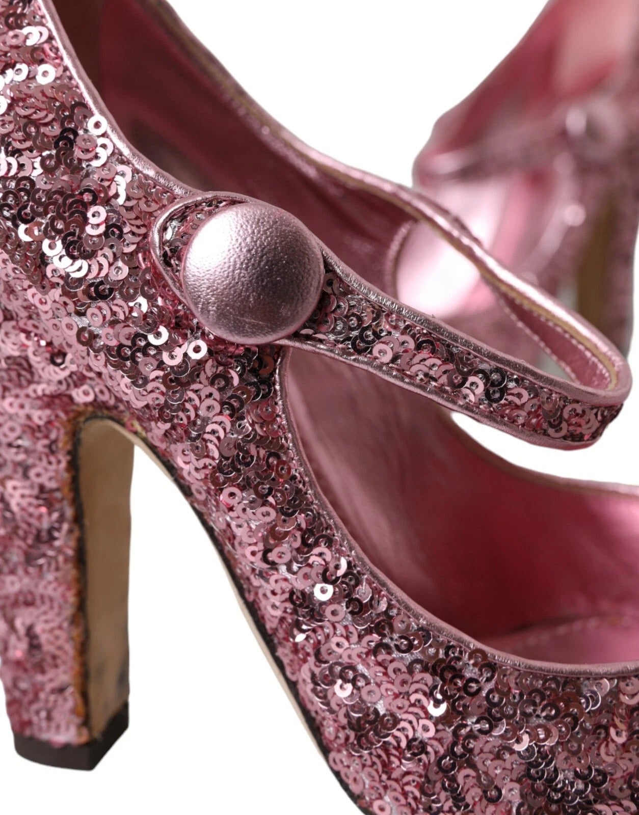 Dolce & Gabbana Pink Sequin Mary Jane Pumps High Heels Shoes Curated Luxury Accessories by Orvyn