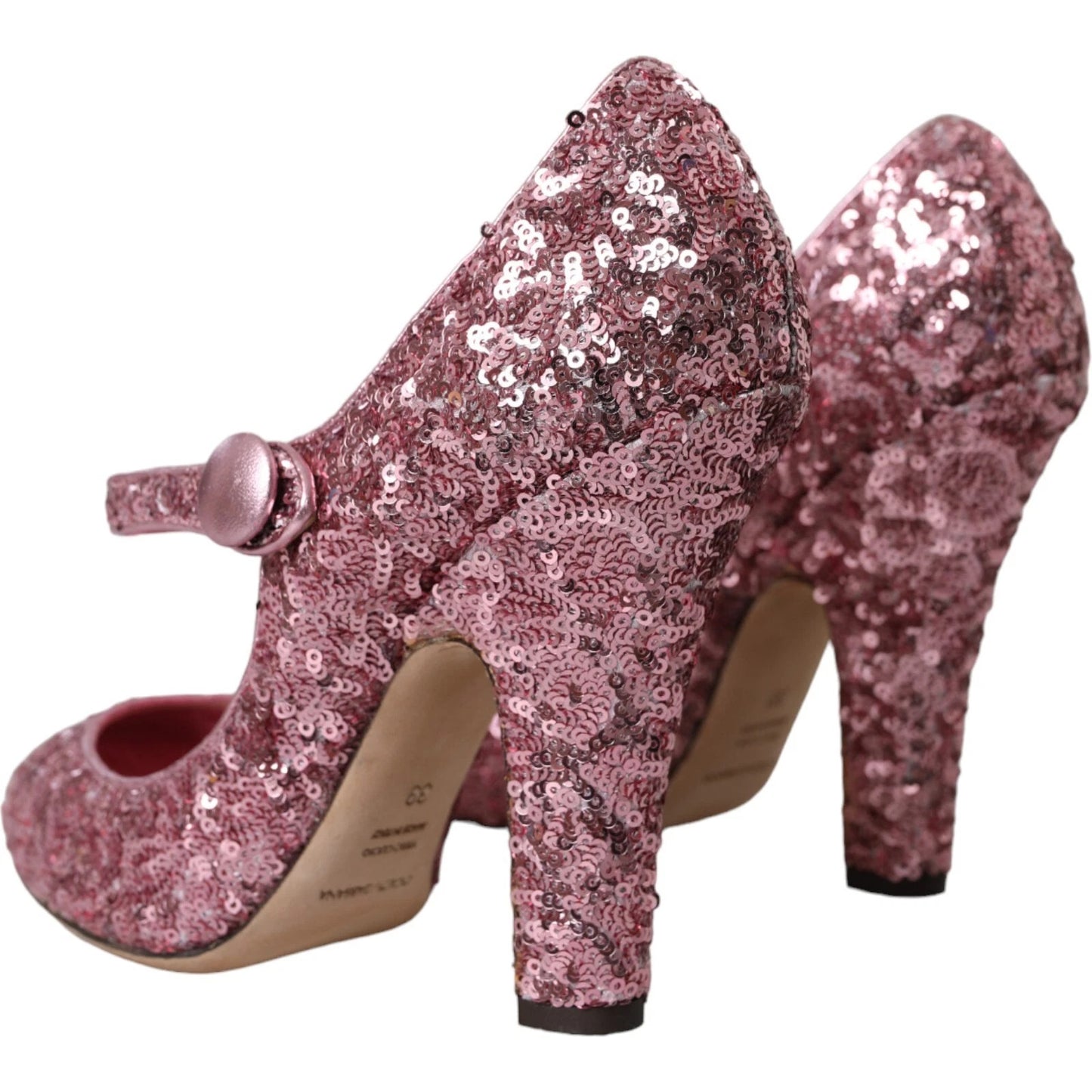 Dolce & Gabbana Pink Sequin Mary Jane Pumps High Heels Shoes Curated Luxury Accessories by Orvyn