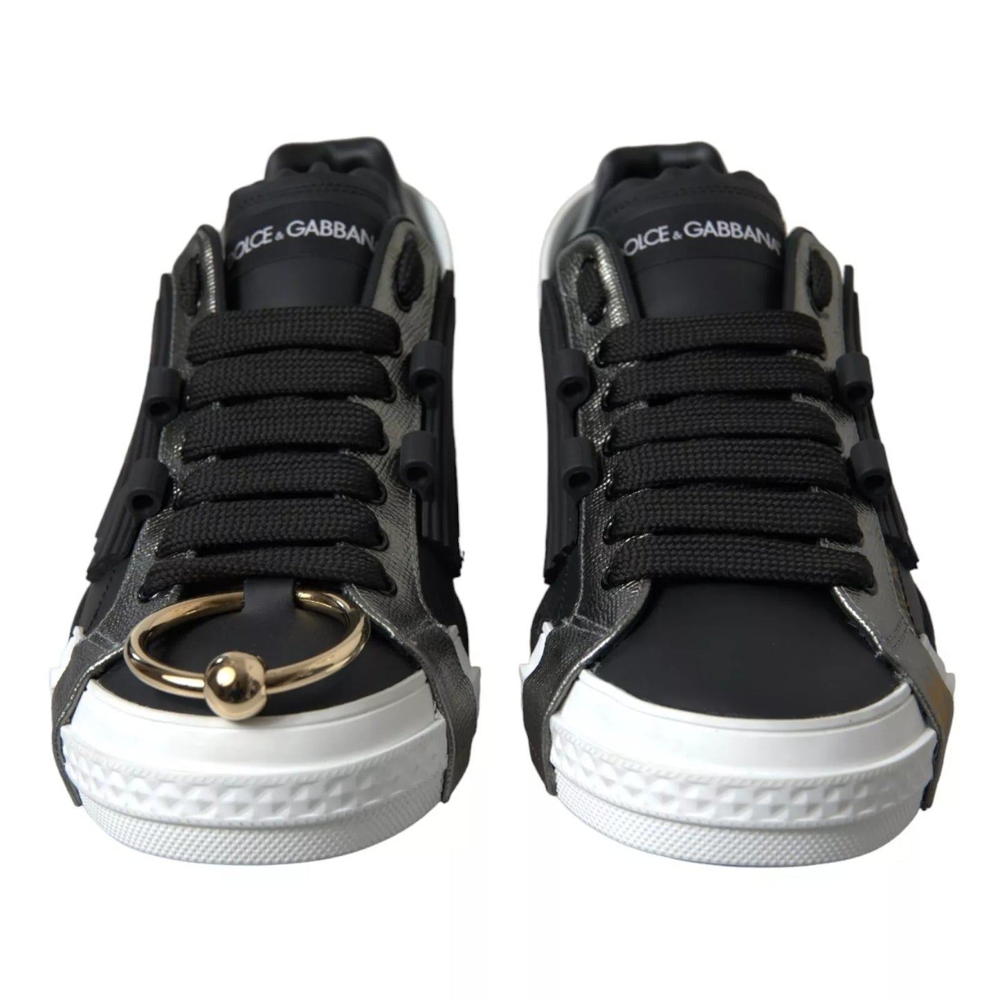 Dolce & Gabbana Black Leather Low Top Sneakers Portofino Shoes Curated Luxury Accessories by Orvyn