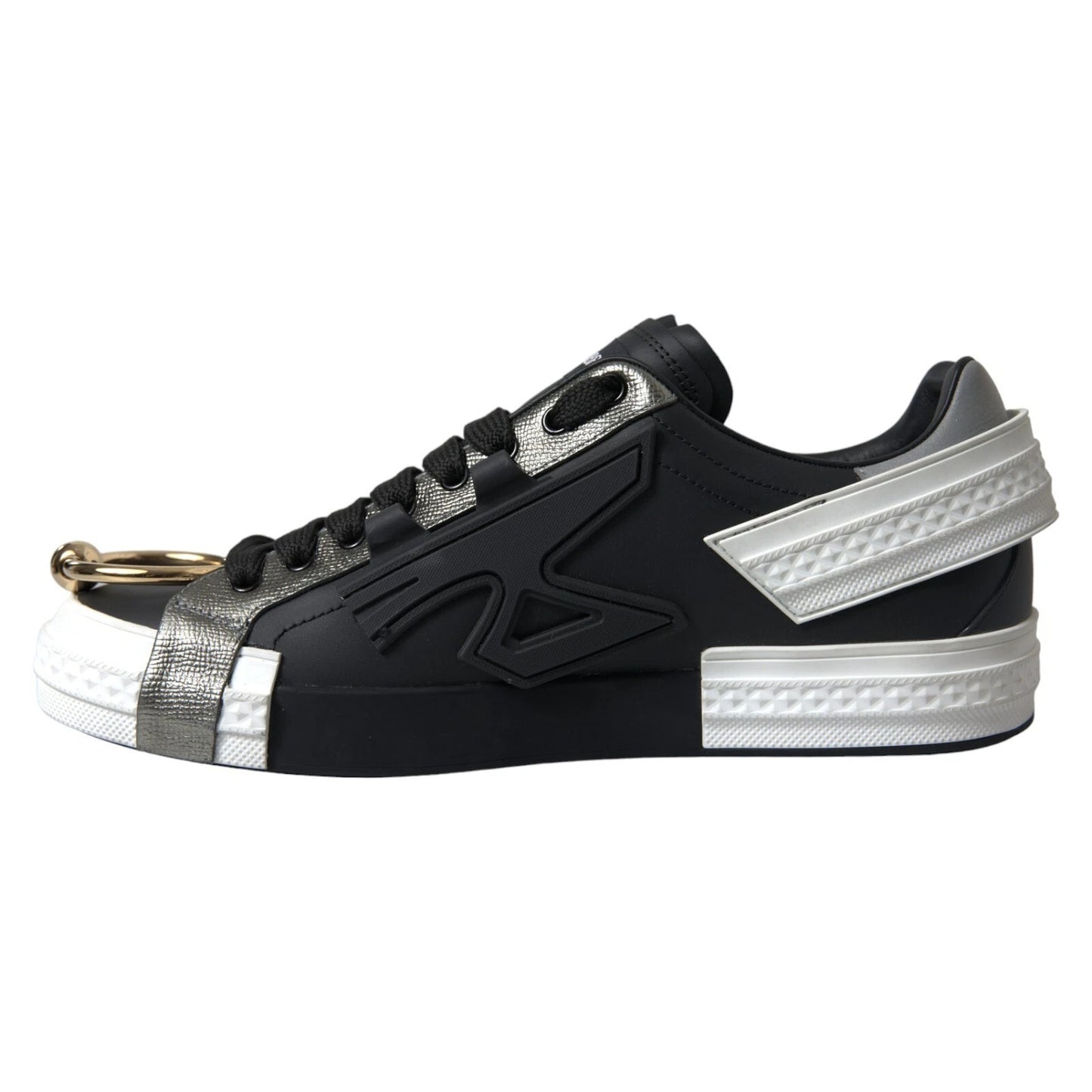 Dolce & Gabbana Black Leather Low Top Sneakers Portofino Shoes Curated Luxury Accessories by Orvyn