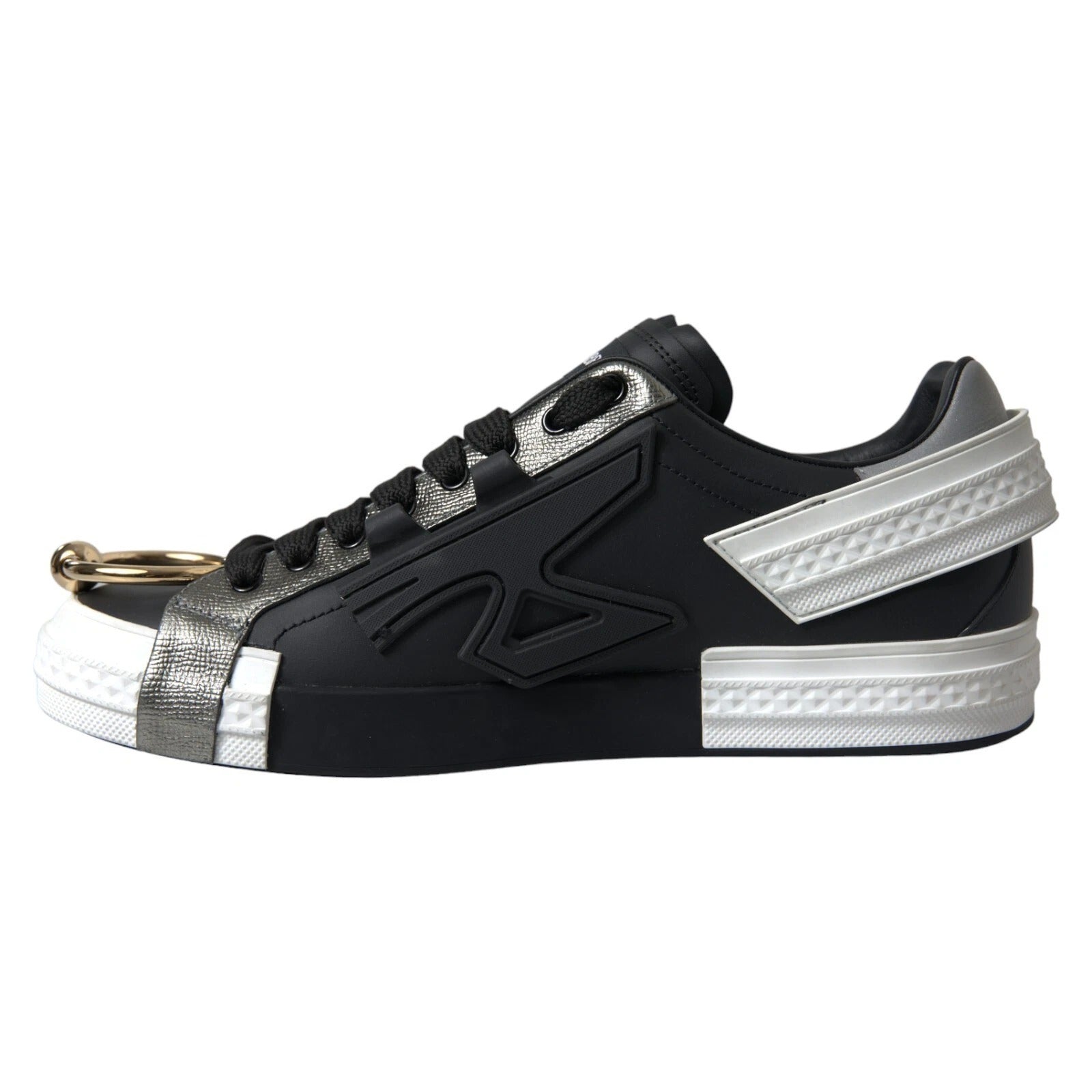 Dolce & Gabbana Black Leather Low Top Sneakers Portofino Shoes Curated Luxury Accessories by Orvyn