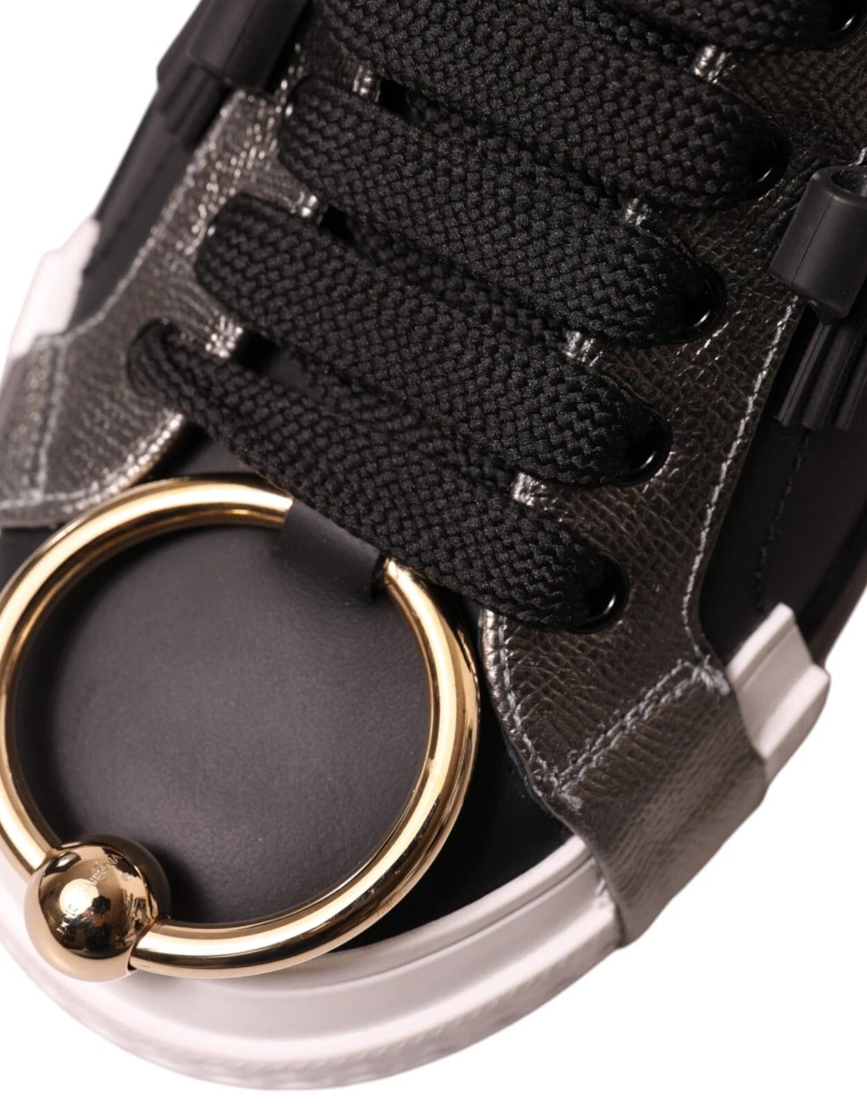 Dolce & Gabbana Black Leather Low Top Sneakers Portofino Shoes Curated Luxury Accessories by Orvyn