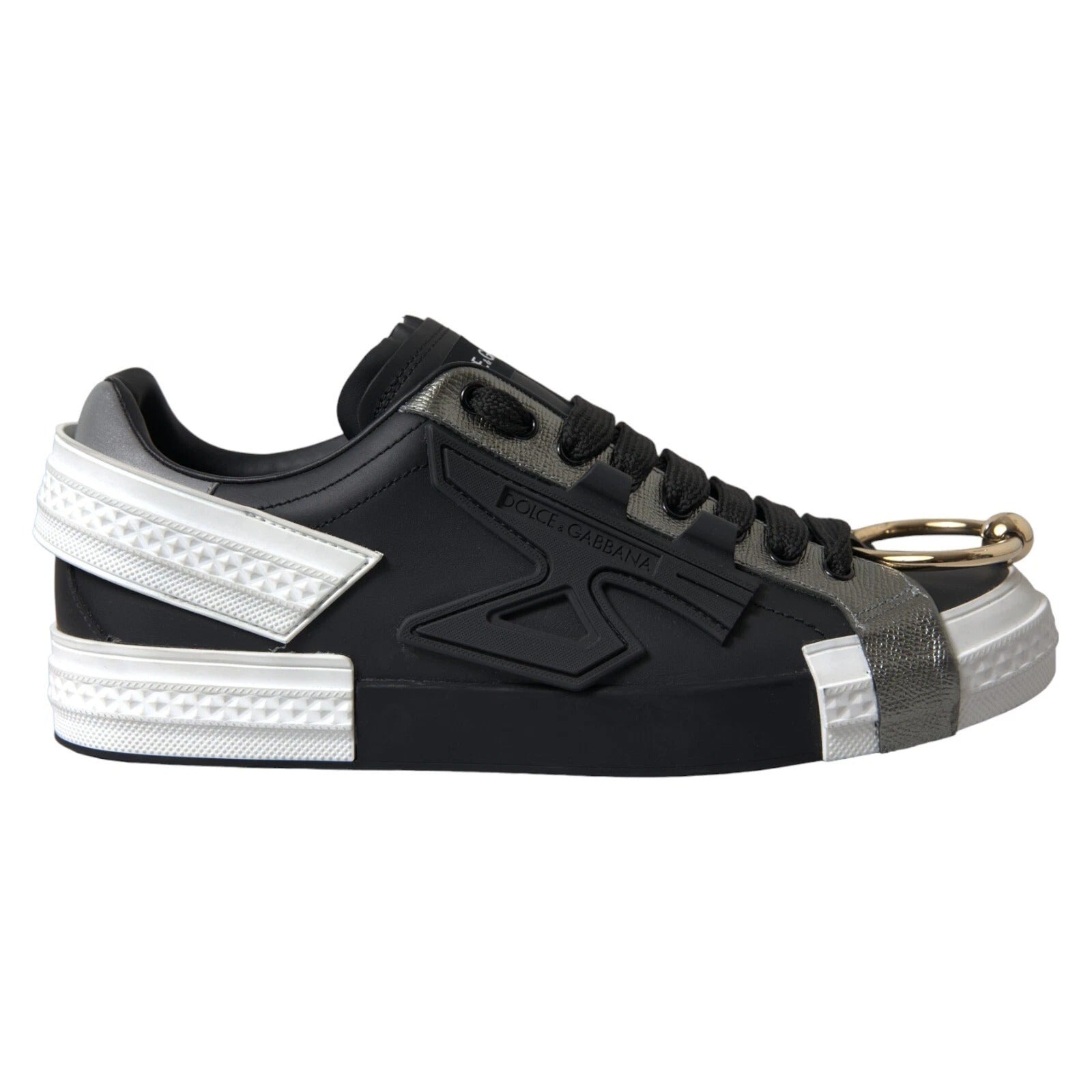 Dolce & Gabbana Black Leather Low Top Sneakers Portofino Shoes Curated Luxury Accessories by Orvyn