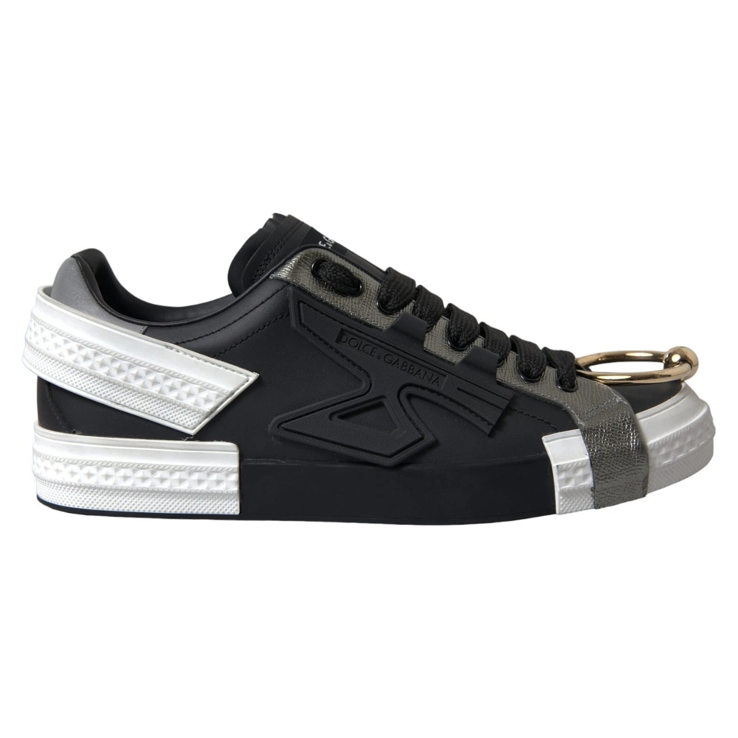 Dolce & Gabbana Black Leather Low Top Sneakers Portofino Shoes Curated Luxury Accessories by Orvyn
