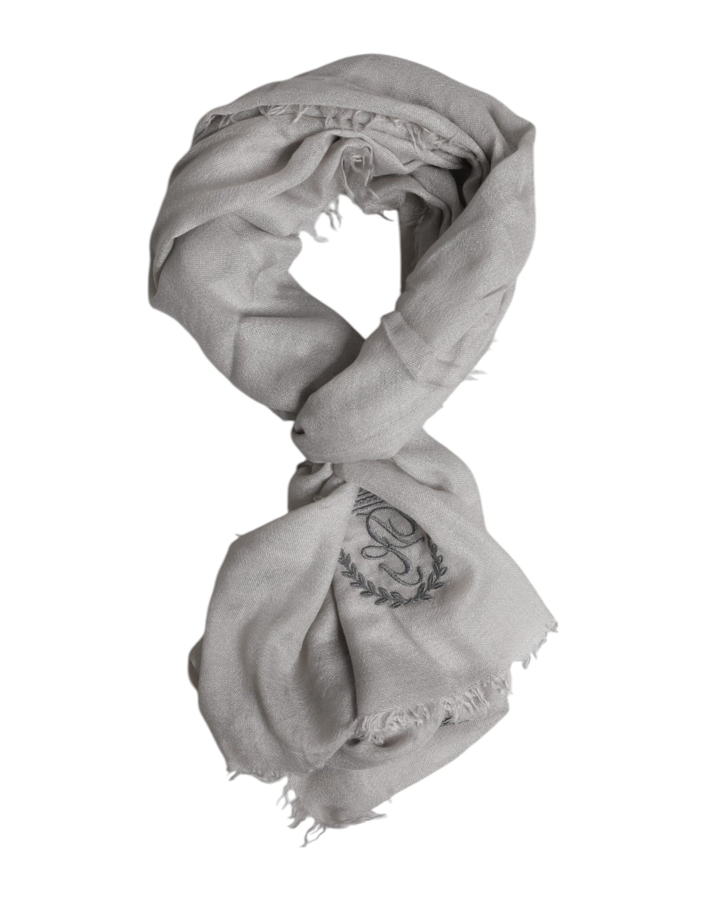 Dolce & Gabbana Gray DG Crown Neck Warmer Wrap Shawl Scarf Curated Luxury Accessories by Orvyn