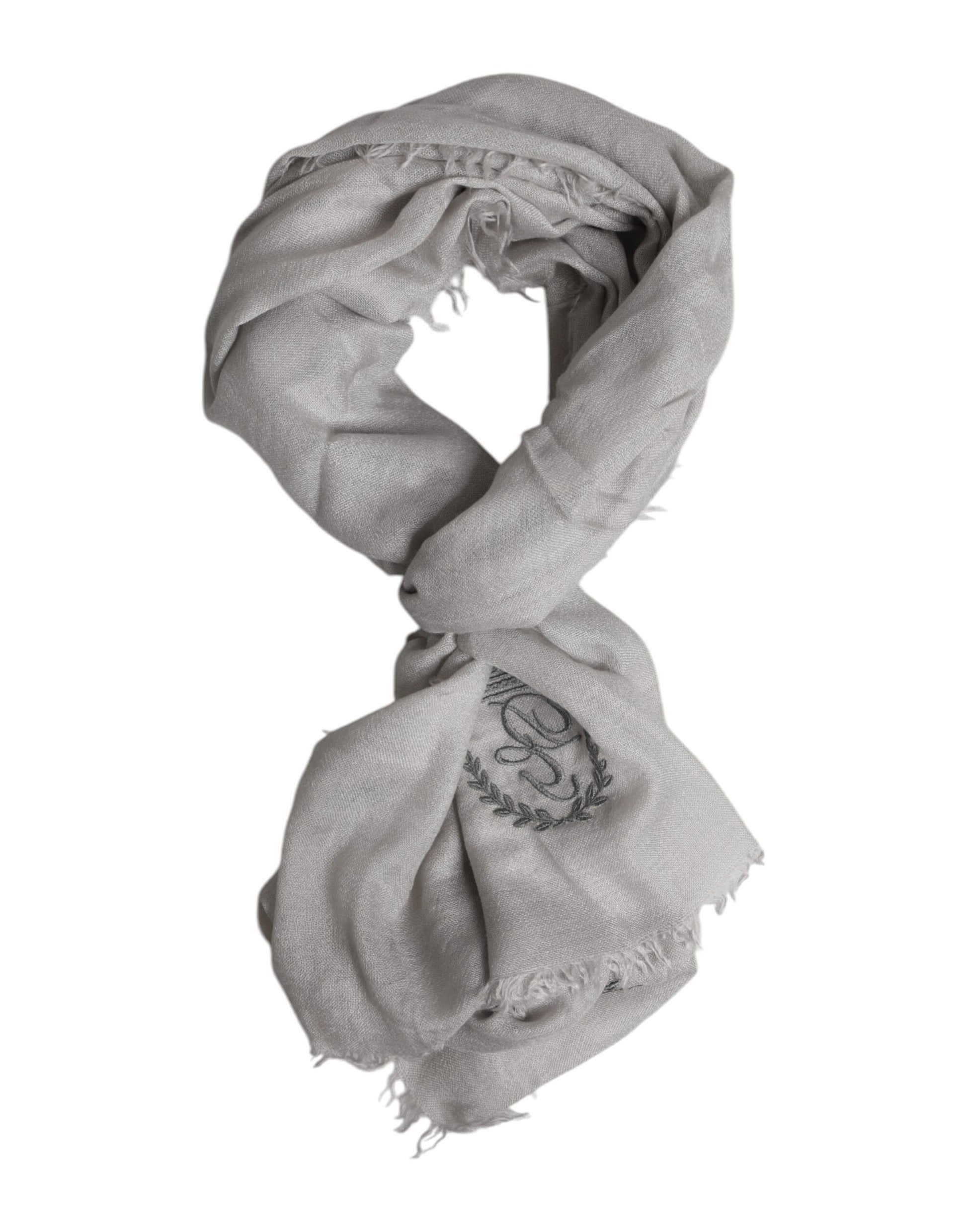 Dolce & Gabbana Gray DG Crown Neck Warmer Wrap Shawl Scarf Curated Luxury Accessories by Orvyn