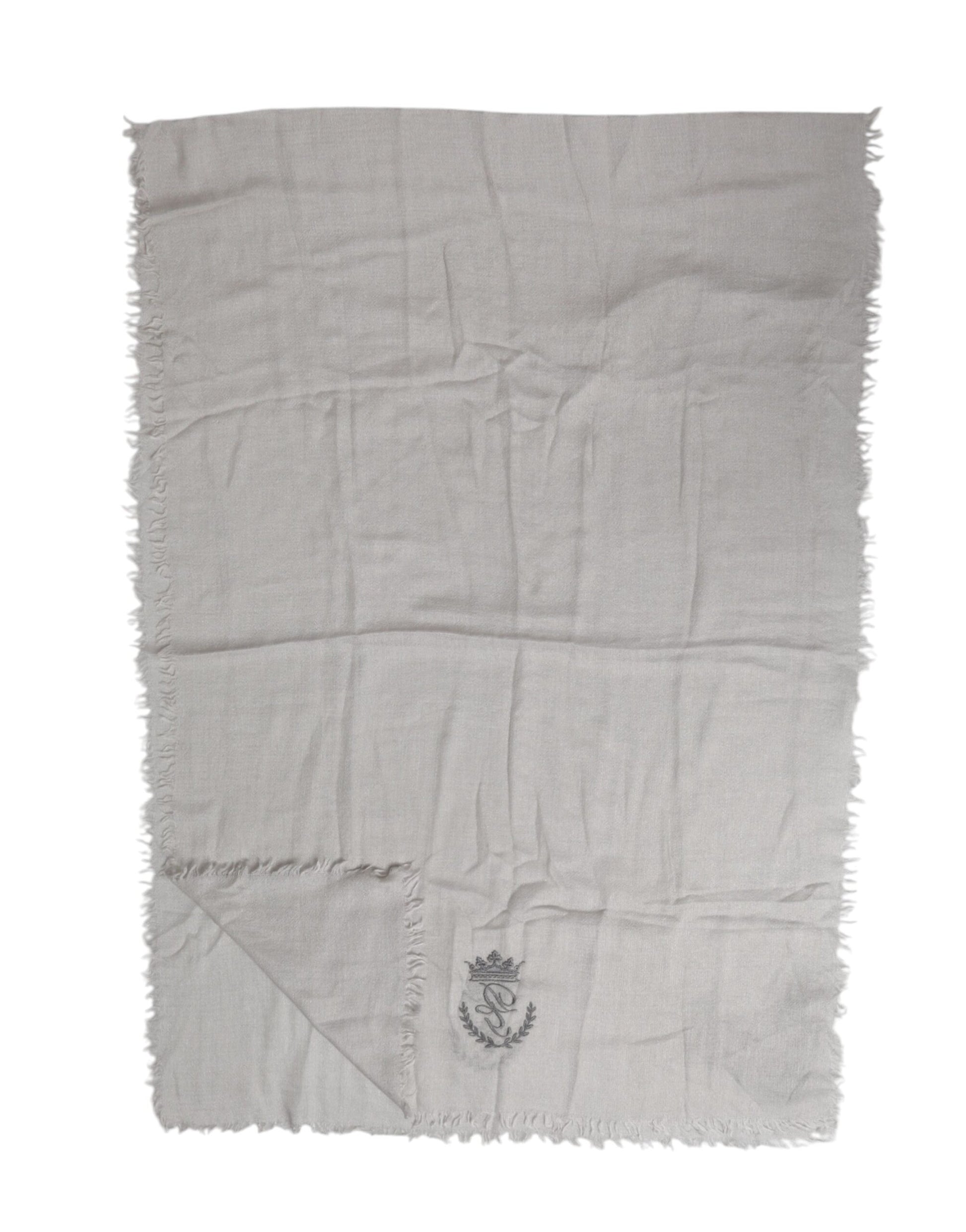 Dolce & Gabbana Gray DG Crown Neck Warmer Wrap Shawl Scarf Curated Luxury Accessories by Orvyn