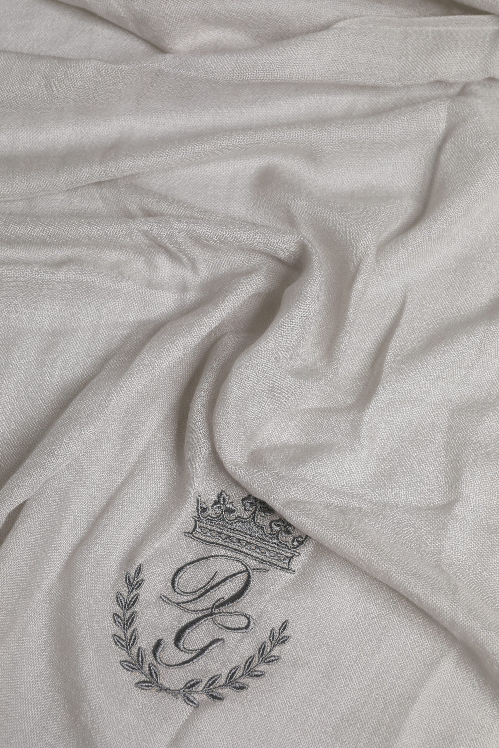 Dolce & Gabbana Gray DG Crown Neck Warmer Wrap Shawl Scarf Curated Luxury Accessories by Orvyn