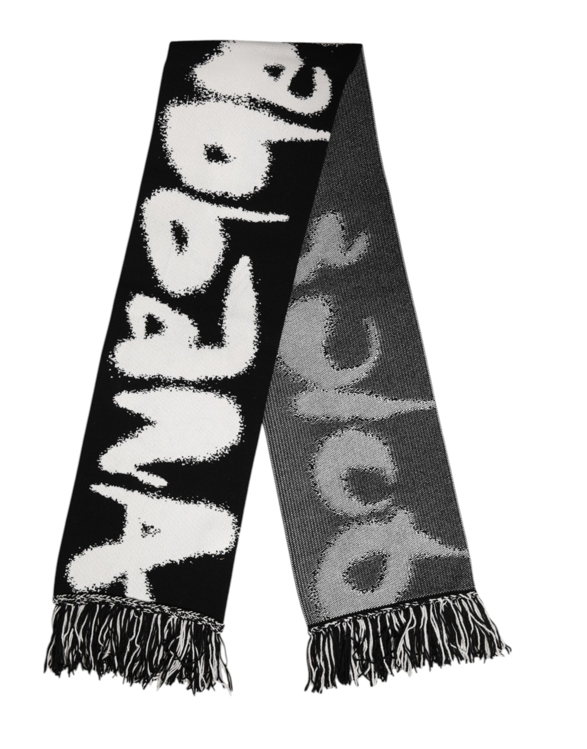 Dolce & Gabbana Black Logo Neck Warmer Wrap Men Shawl Scarf Curated Luxury Accessories by Orvyn
