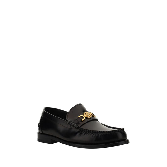 Versace Black Calf Leather Bos Taurus Slip-On Loafers Curated Luxury Accessories by Orvyn