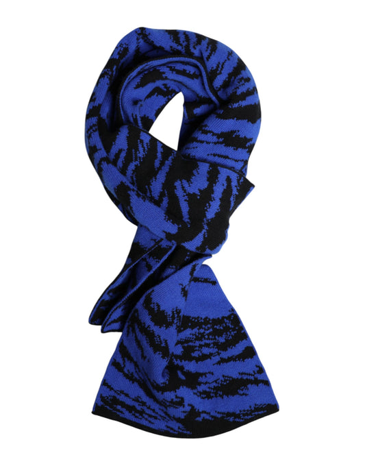 Dolce & Gabbana Blue Black Logo Neck Warmer Wrap Shawl Scarf Curated Luxury Accessories by Orvyn