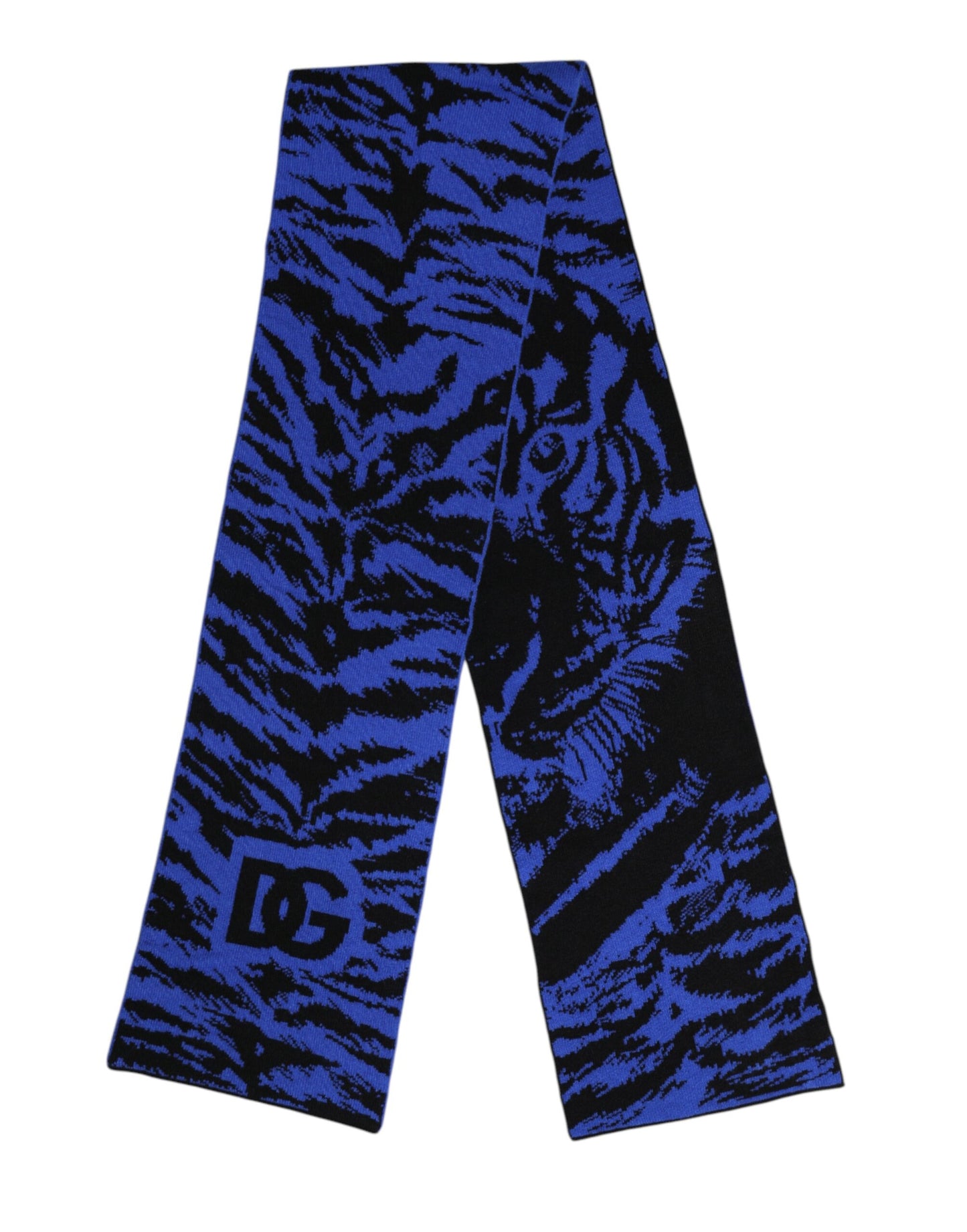 Dolce & Gabbana Blue Black Logo Neck Warmer Wrap Shawl Scarf Curated Luxury Accessories by Orvyn