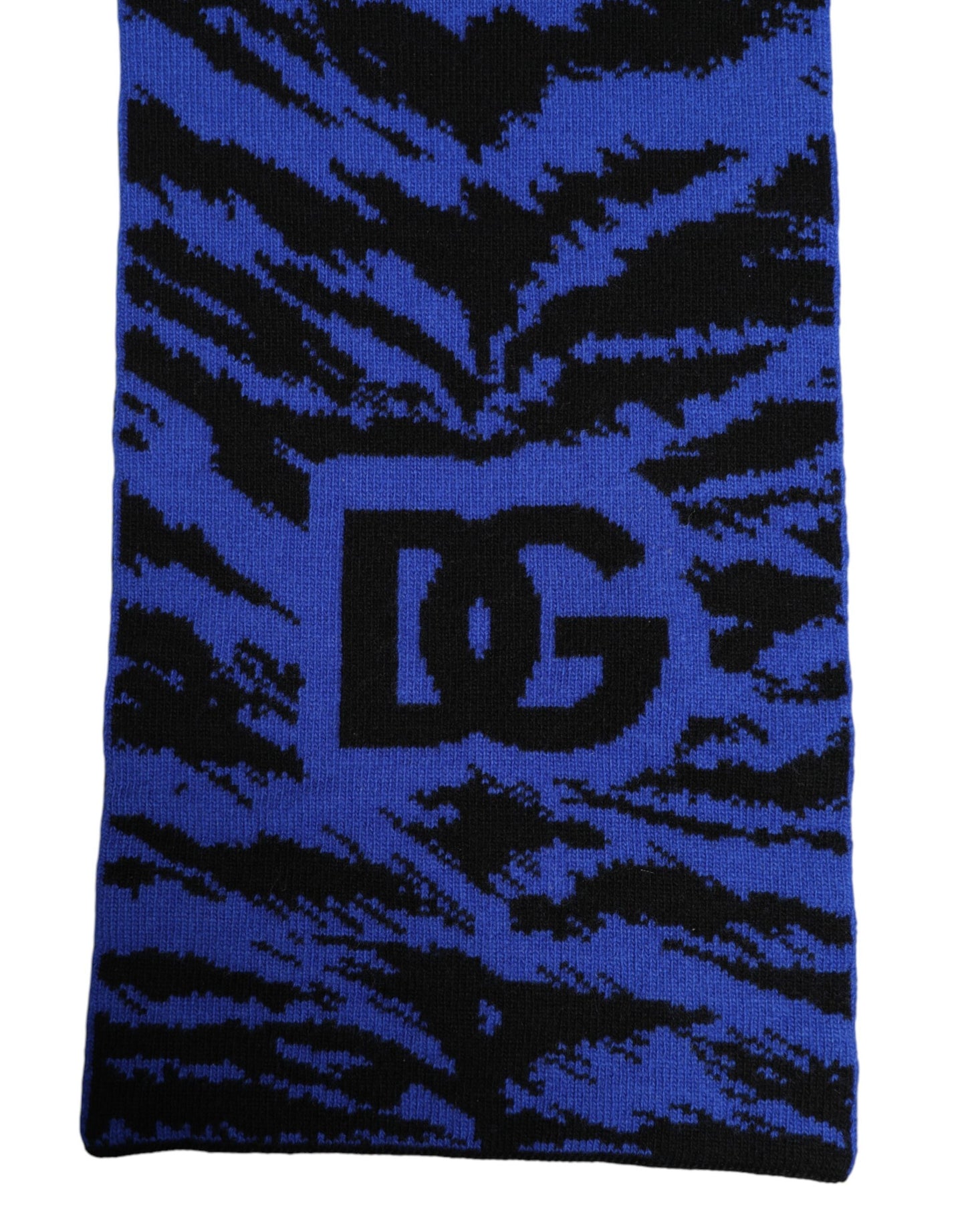 Dolce & Gabbana Blue Black Logo Neck Warmer Wrap Shawl Scarf Curated Luxury Accessories by Orvyn