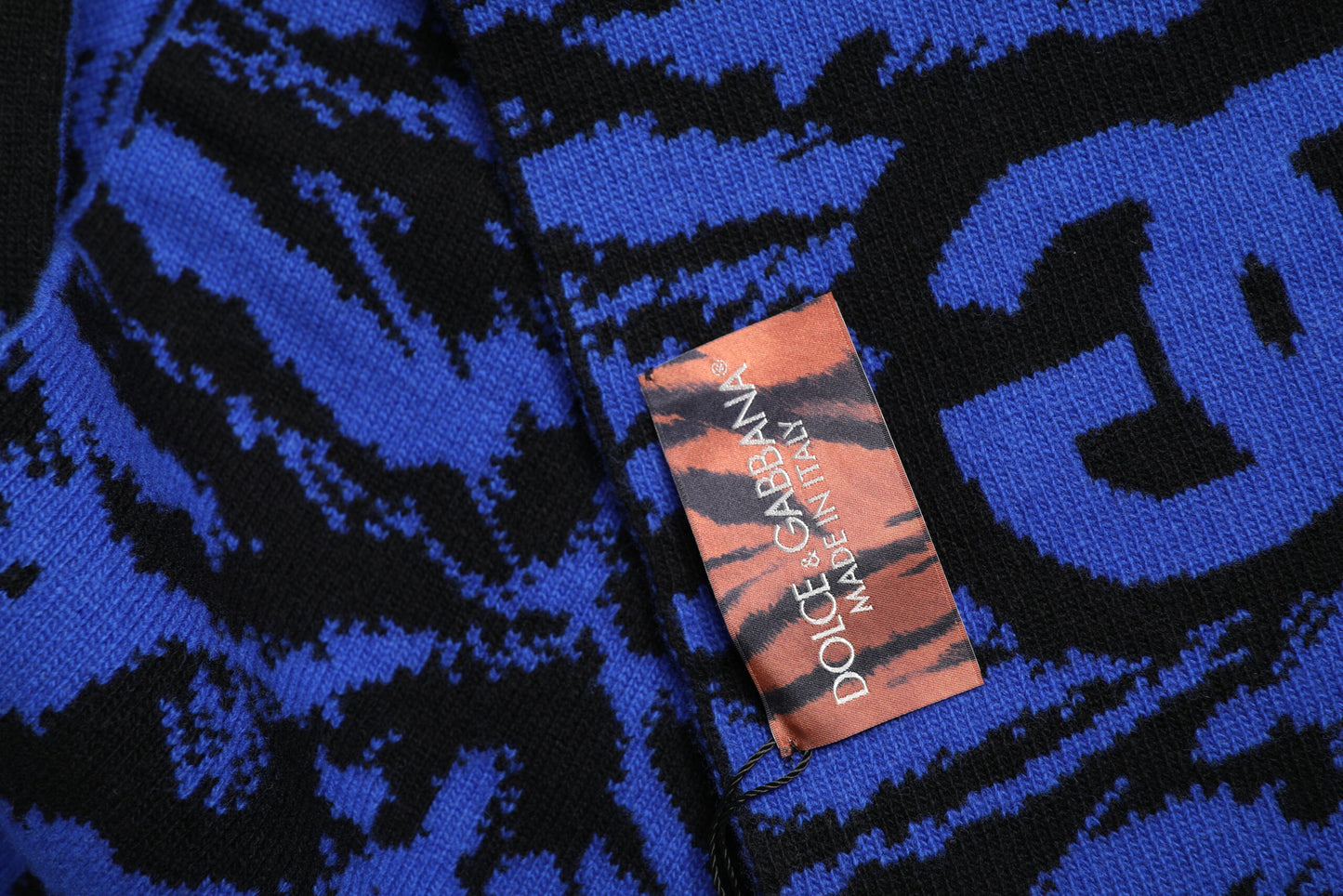 Dolce & Gabbana Blue Black Logo Neck Warmer Wrap Shawl Scarf Curated Luxury Accessories by Orvyn