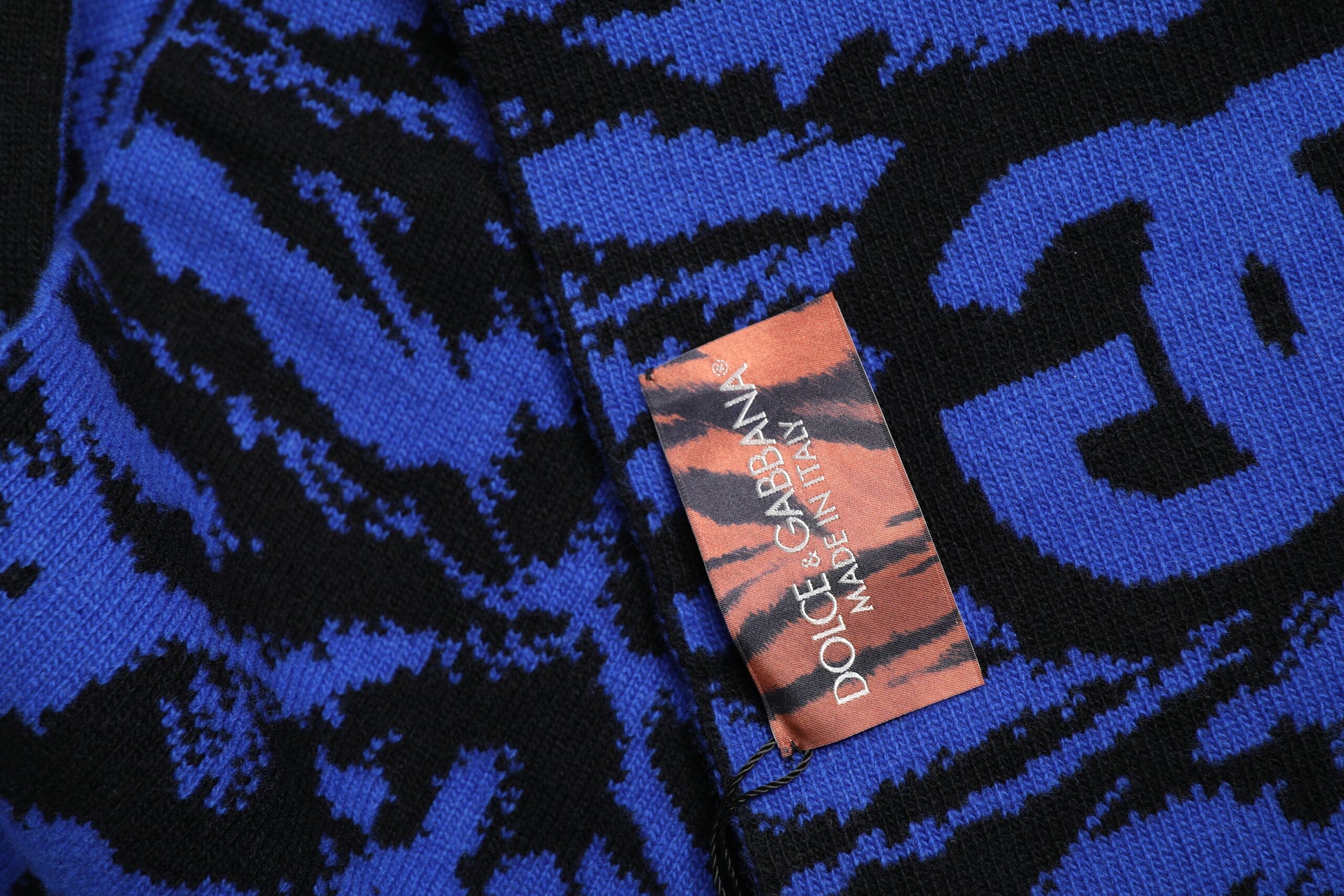 Dolce & Gabbana Blue Black Logo Neck Warmer Wrap Shawl Scarf Curated Luxury Accessories by Orvyn