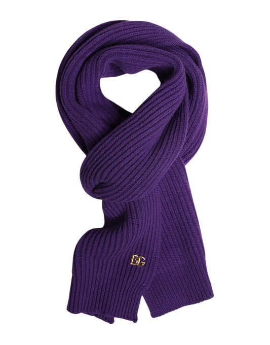 Dolce & Gabbana Purple DG Logo Neck Warmer Wrap Shawl Scarf Curated Luxury Accessories by Orvyn