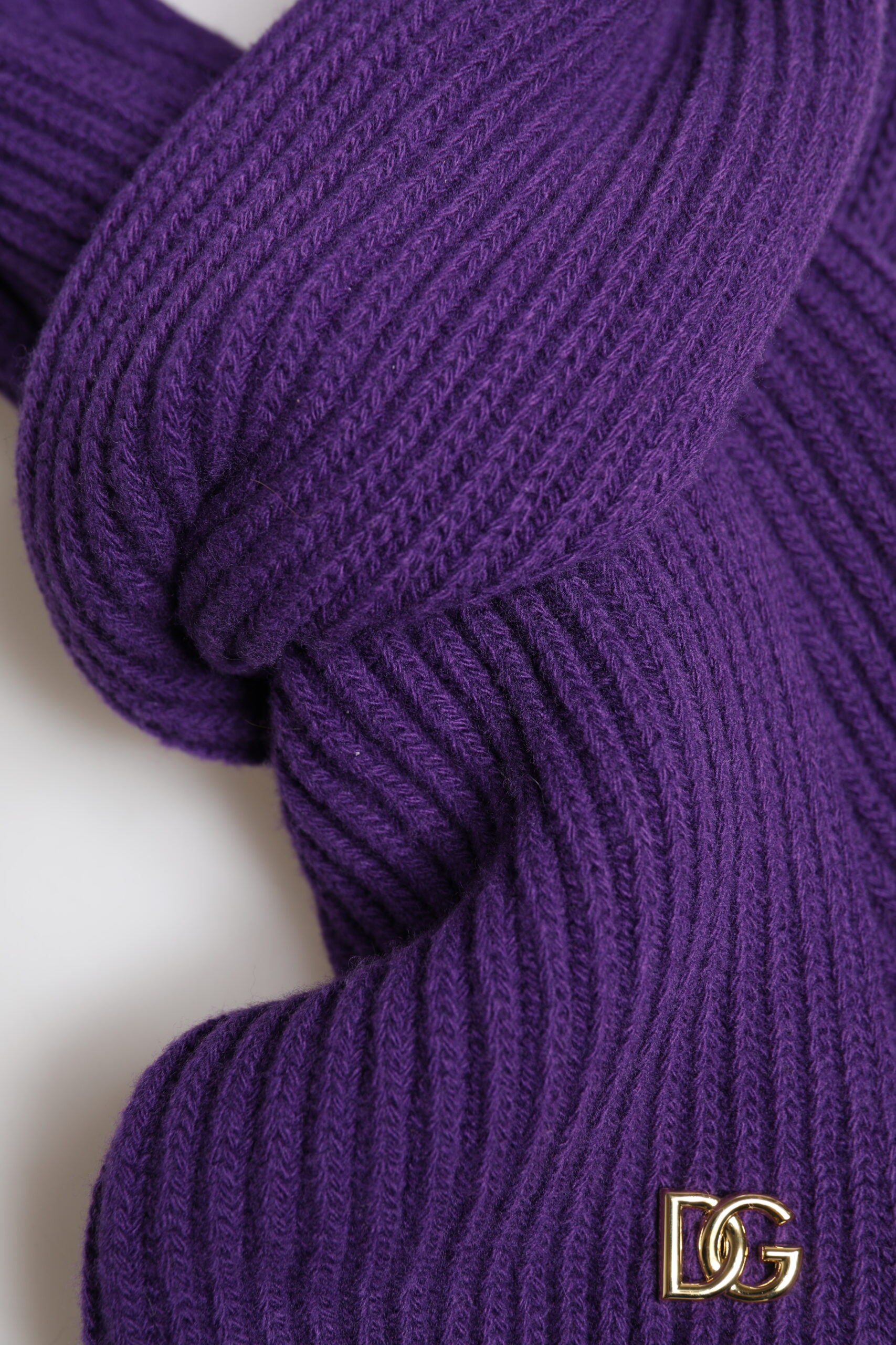 Dolce & Gabbana Purple DG Logo Neck Warmer Wrap Shawl Scarf Curated Luxury Accessories by Orvyn