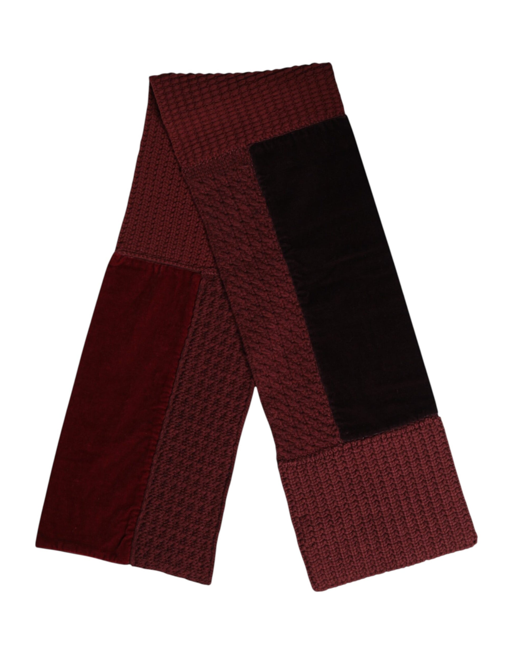 Dolce & Gabbana Maroon Black Neck Warmer Wrap Shawl Scarf Curated Luxury Accessories by Orvyn