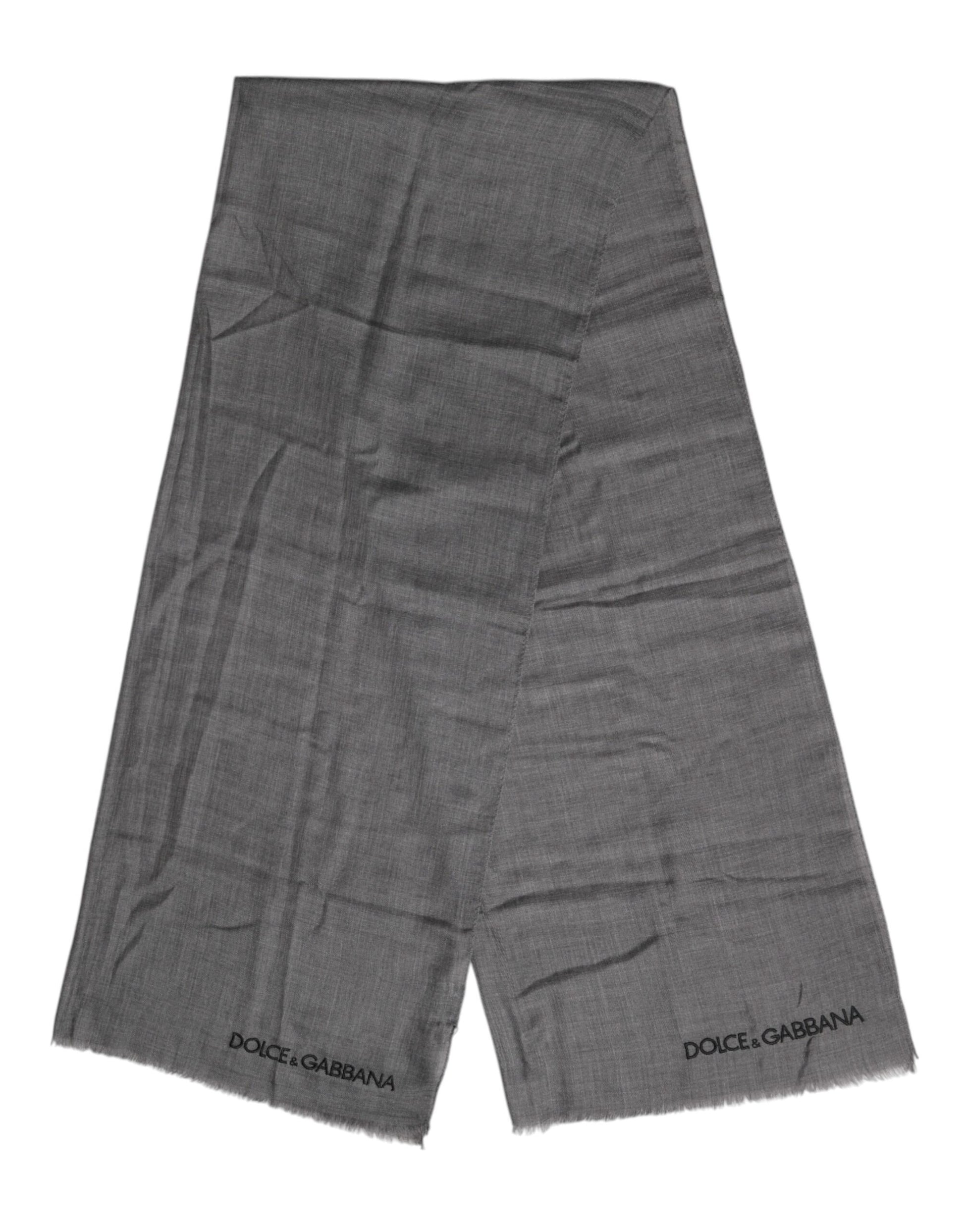 Dolce & Gabbana Gray Logo Print Neck Warmer Wrap Shawl Scarf Curated Luxury Accessories by Orvyn