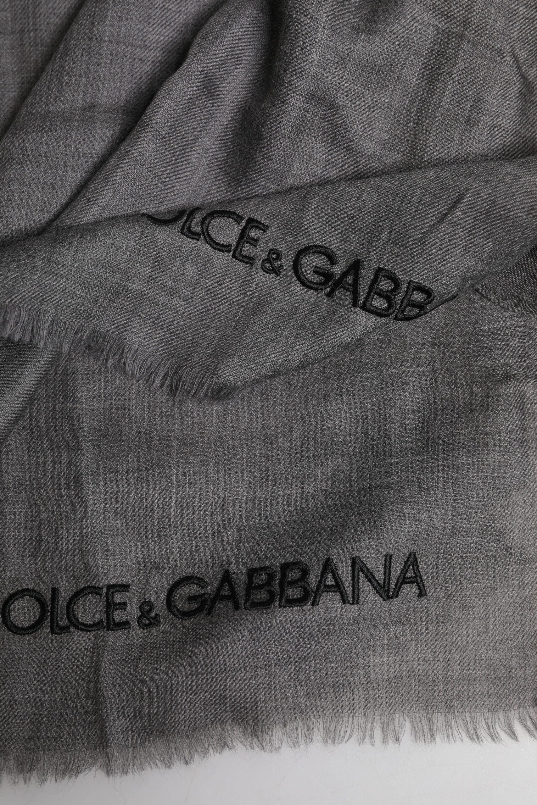 Dolce & Gabbana Gray Logo Print Neck Warmer Wrap Shawl Scarf Curated Luxury Accessories by Orvyn