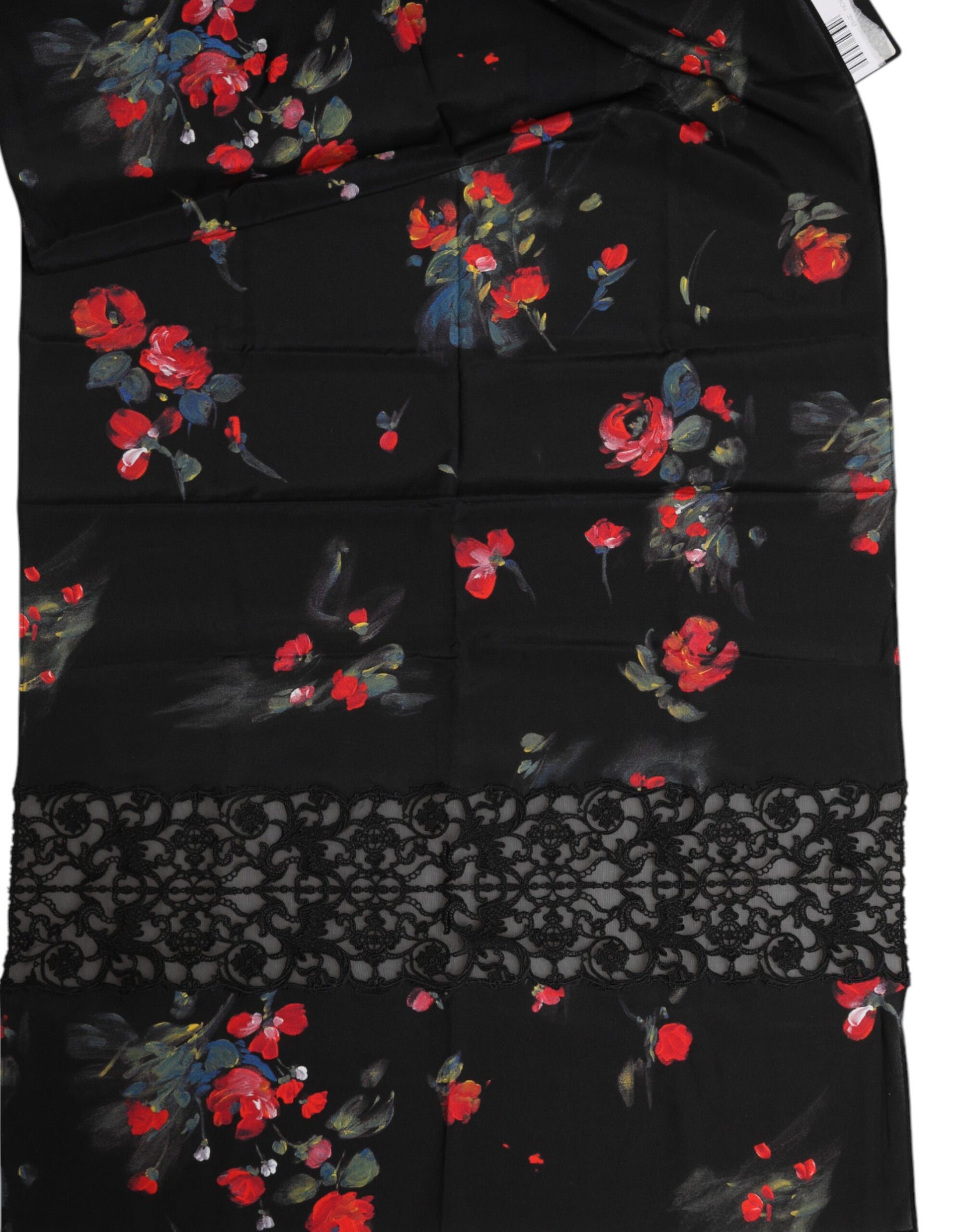 Dolce & Gabbana Black Floral Print Neck Warmer Wrap Scarf Curated Luxury Accessories by Orvyn