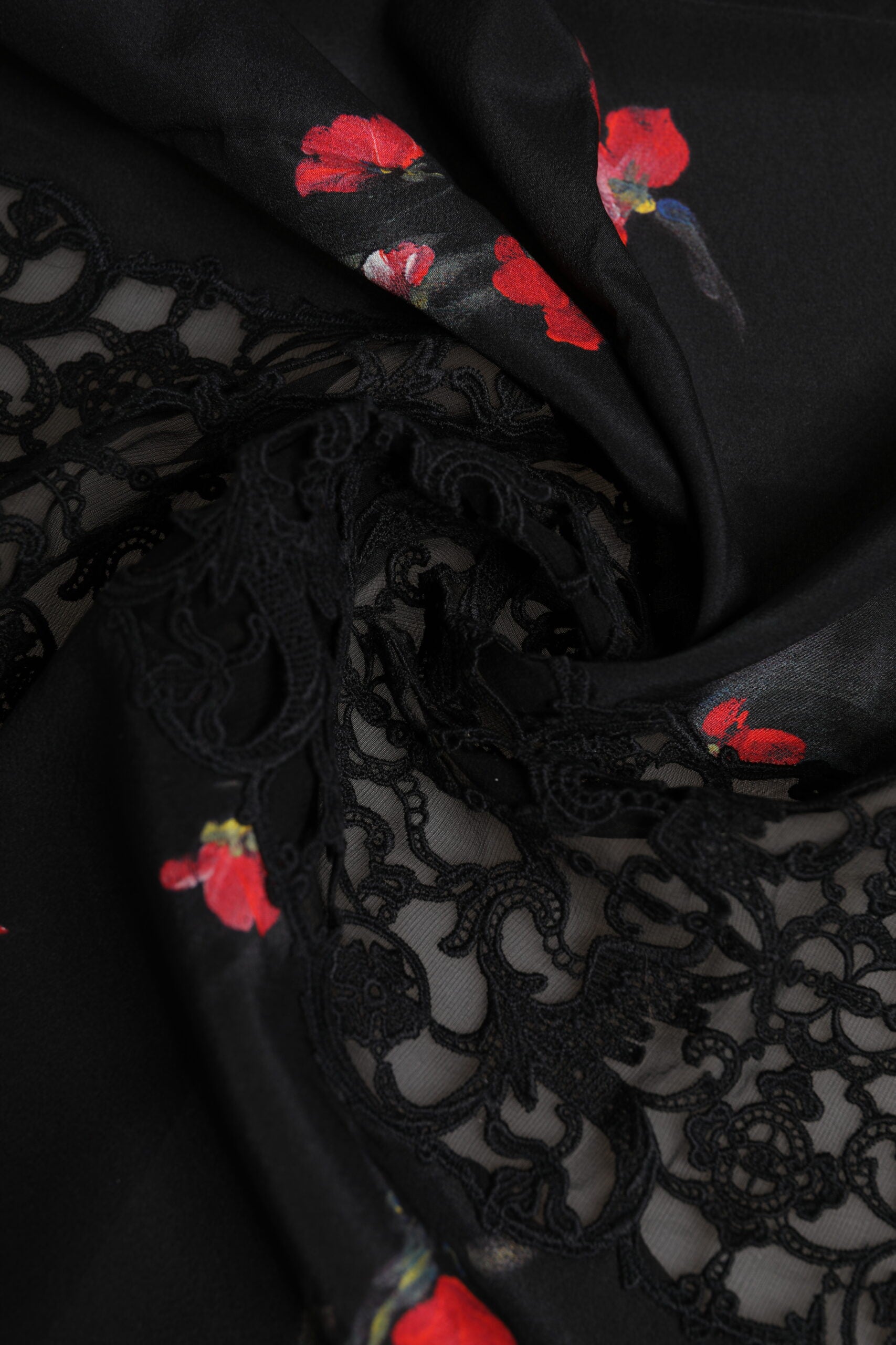 Dolce & Gabbana Black Floral Print Neck Warmer Wrap Scarf Curated Luxury Accessories by Orvyn