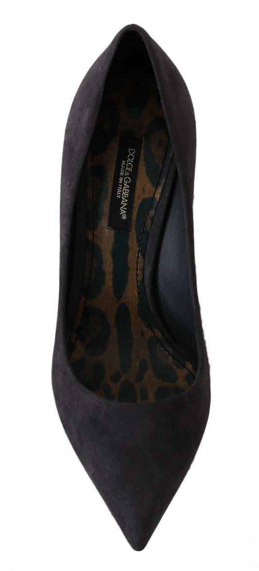 Dolce & Gabbana Gray Suede Leather Stiletto Shoes Heels grau